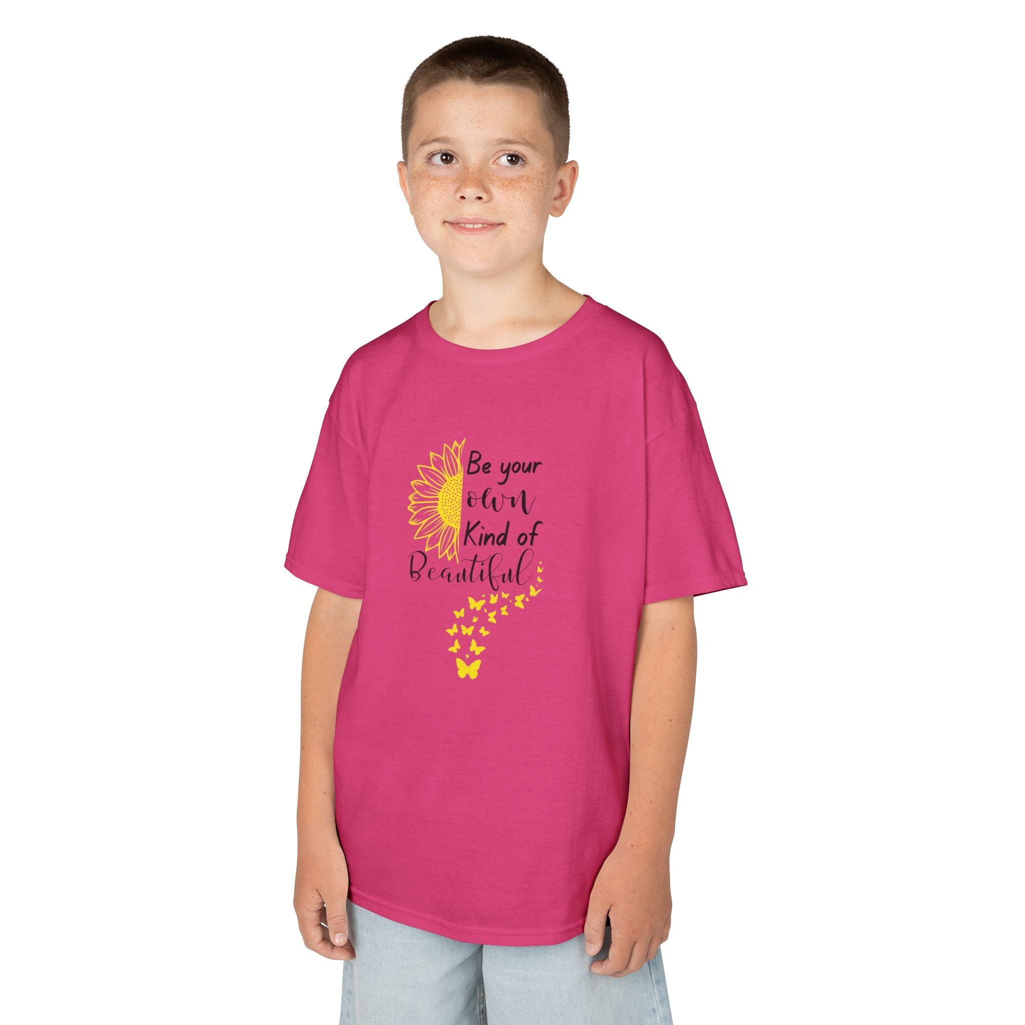 Be Your Own Kind of Beautiful Kids Tee | Sunflower Butterfly Affirmation