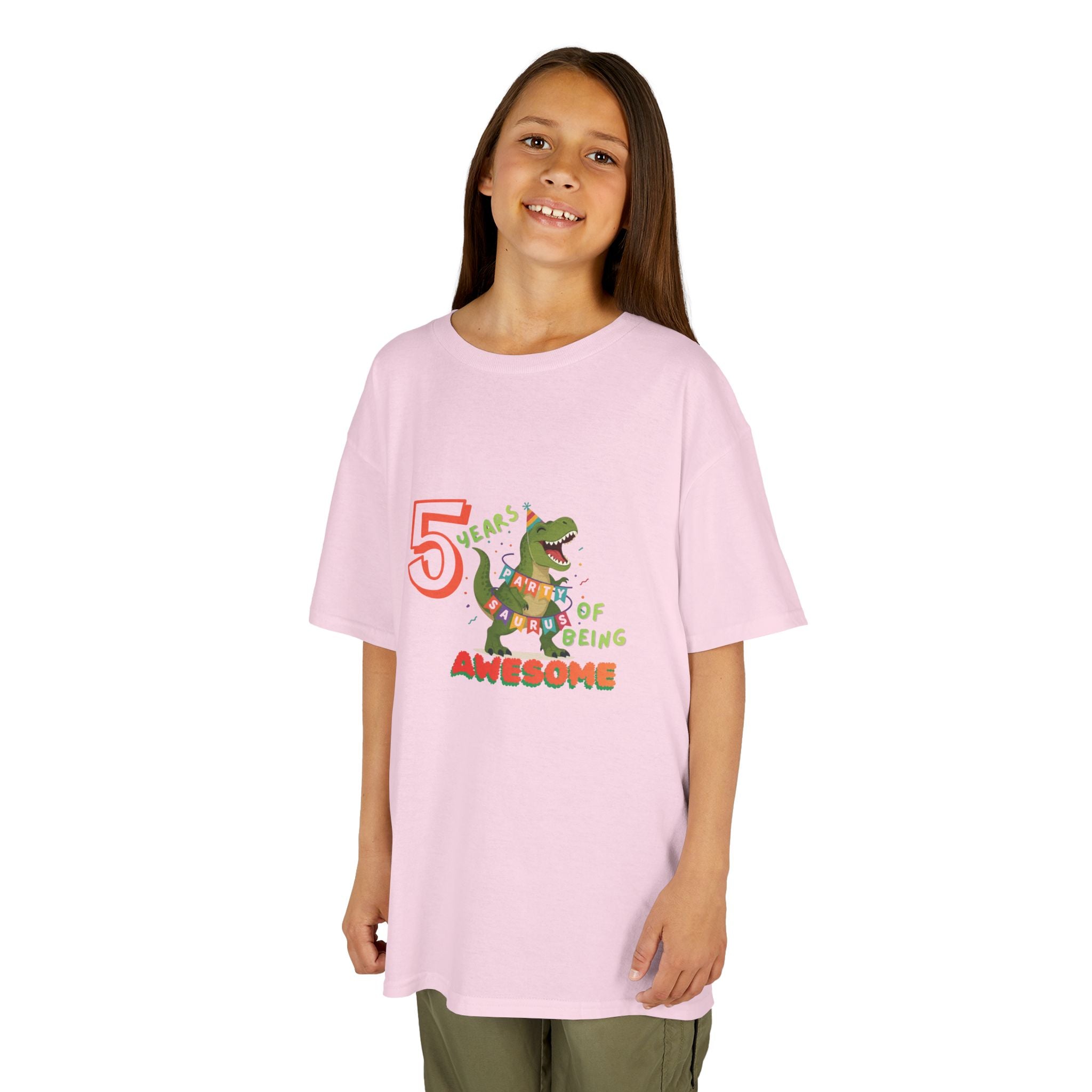 Personalised Kids T-Shirt, age '1-100' Dinosaur Birthday Tee