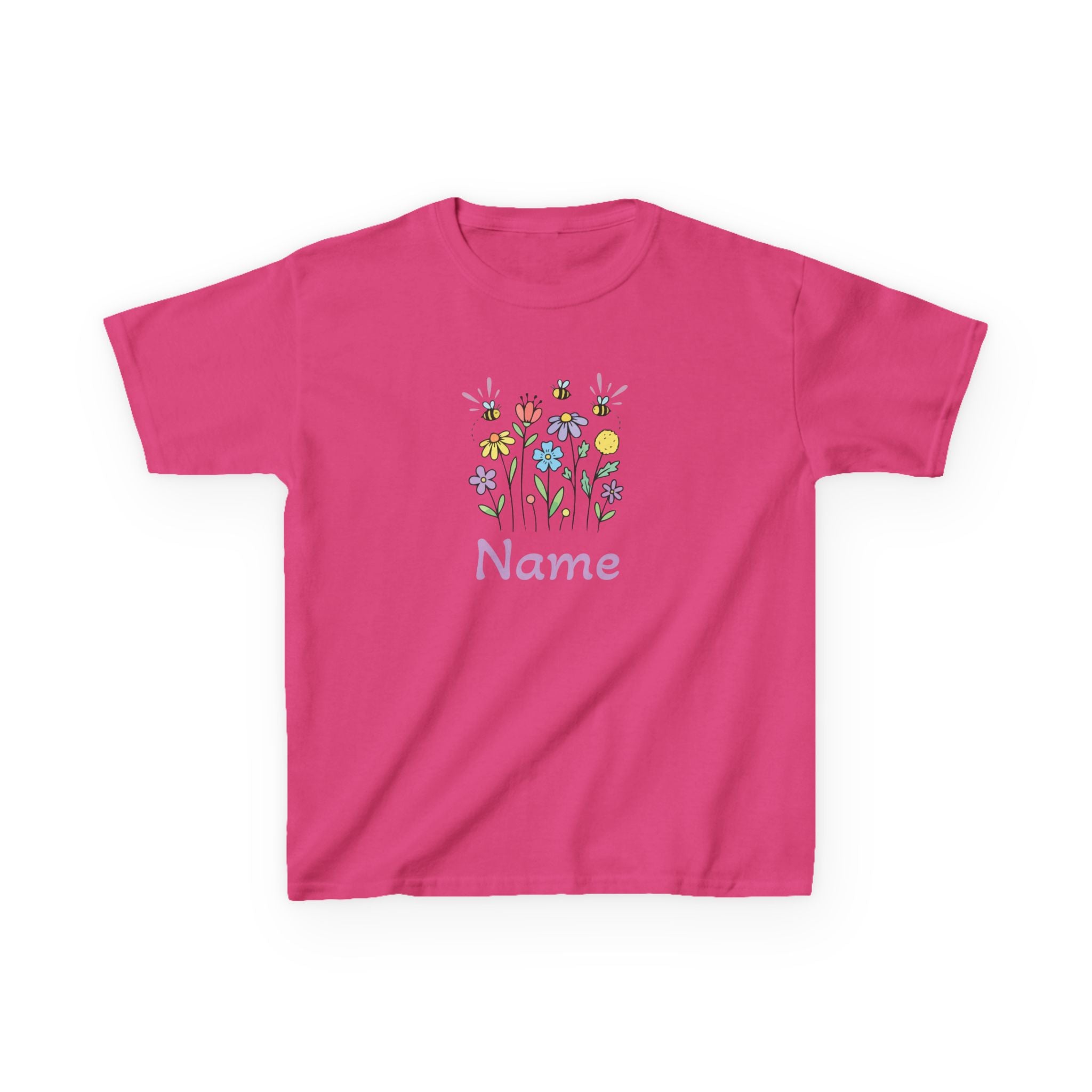 Wildflower Bouquet Kids Tee | Hand-drawn Flowers, Name
