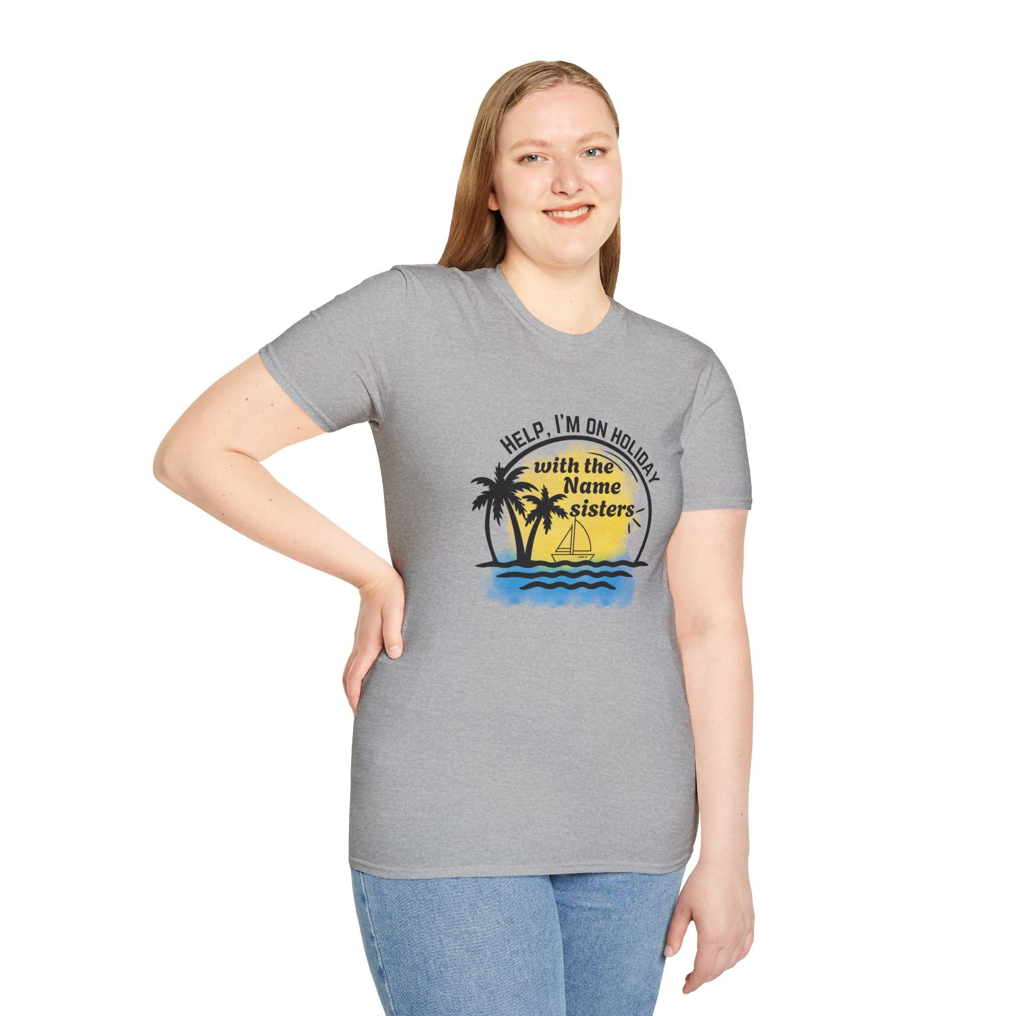 Vacation Sisters T‑Shirt - "Help, I'm on Holiday" Tropical Palm Beach Tee