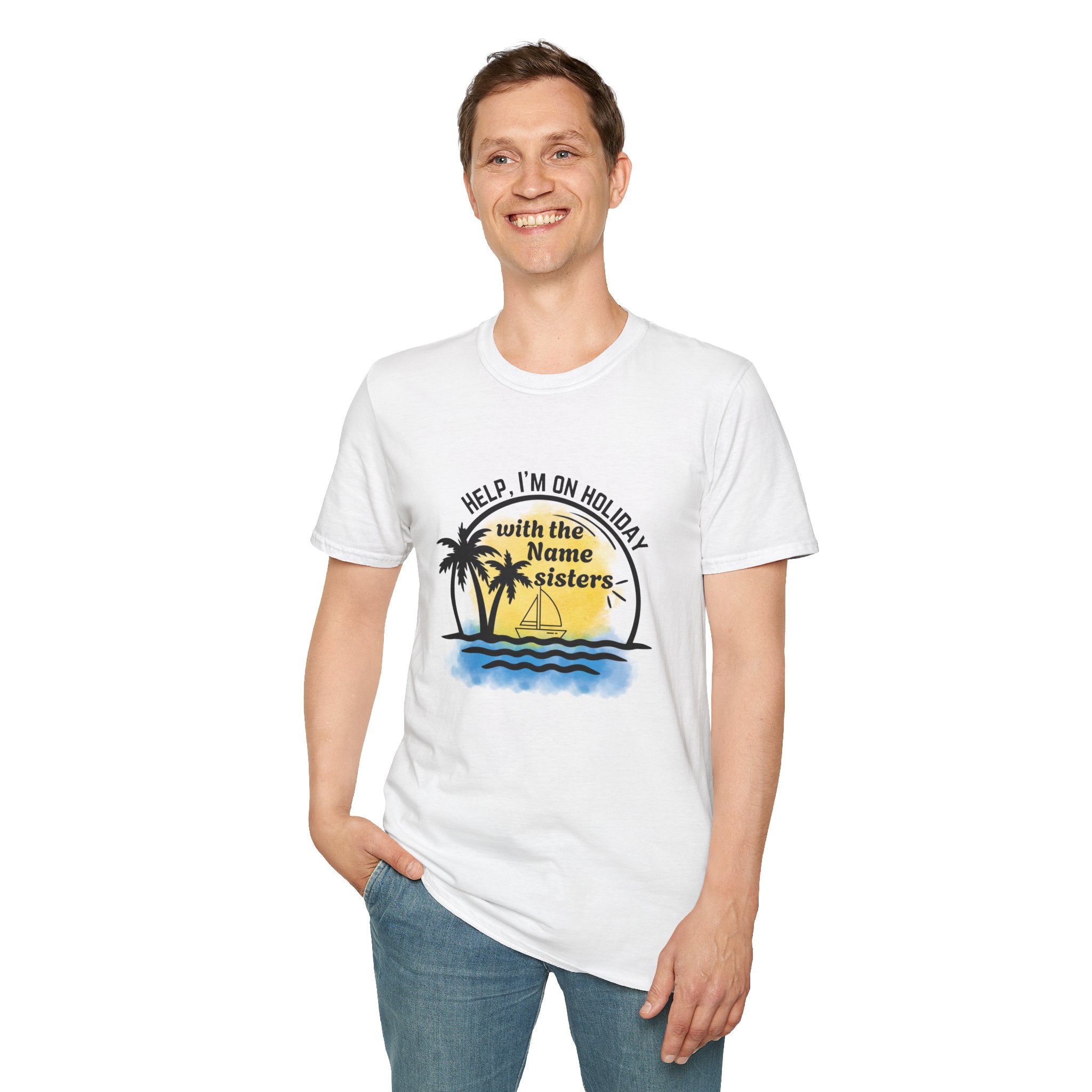 Vacation Sisters T‑Shirt - "Help, I'm on Holiday" Tropical Palm Beach Tee