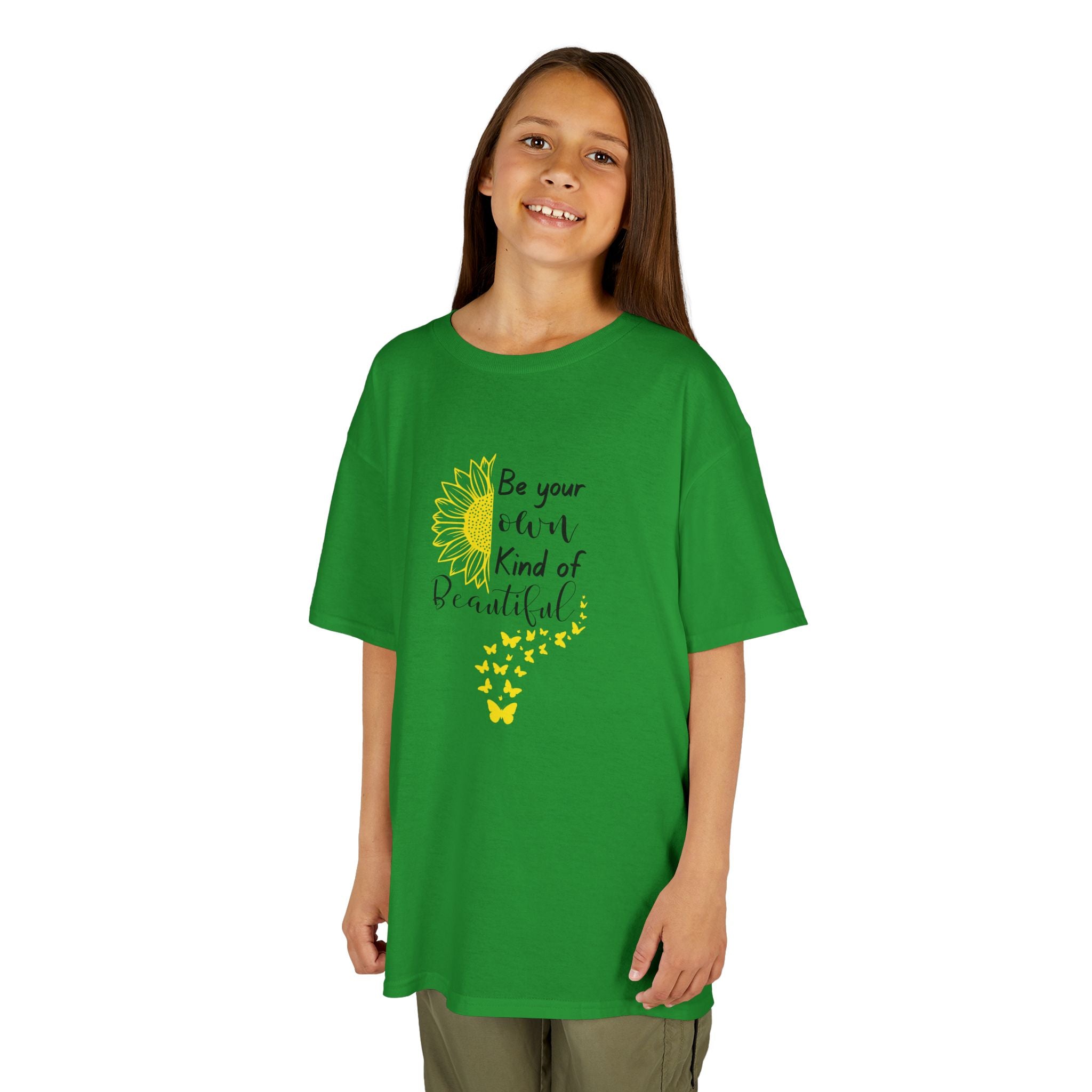 Be Your Own Kind of Beautiful Kids Tee | Sunflower Butterfly Affirmation