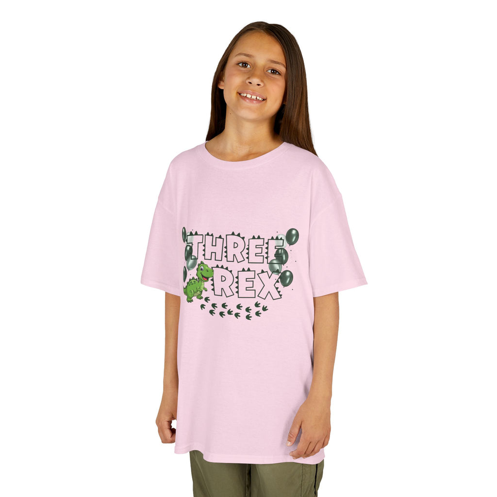 Personalised Kids "Three Rex" Birthday T-Shirt, Cute Dinosaur 3rd Birthday Tee
