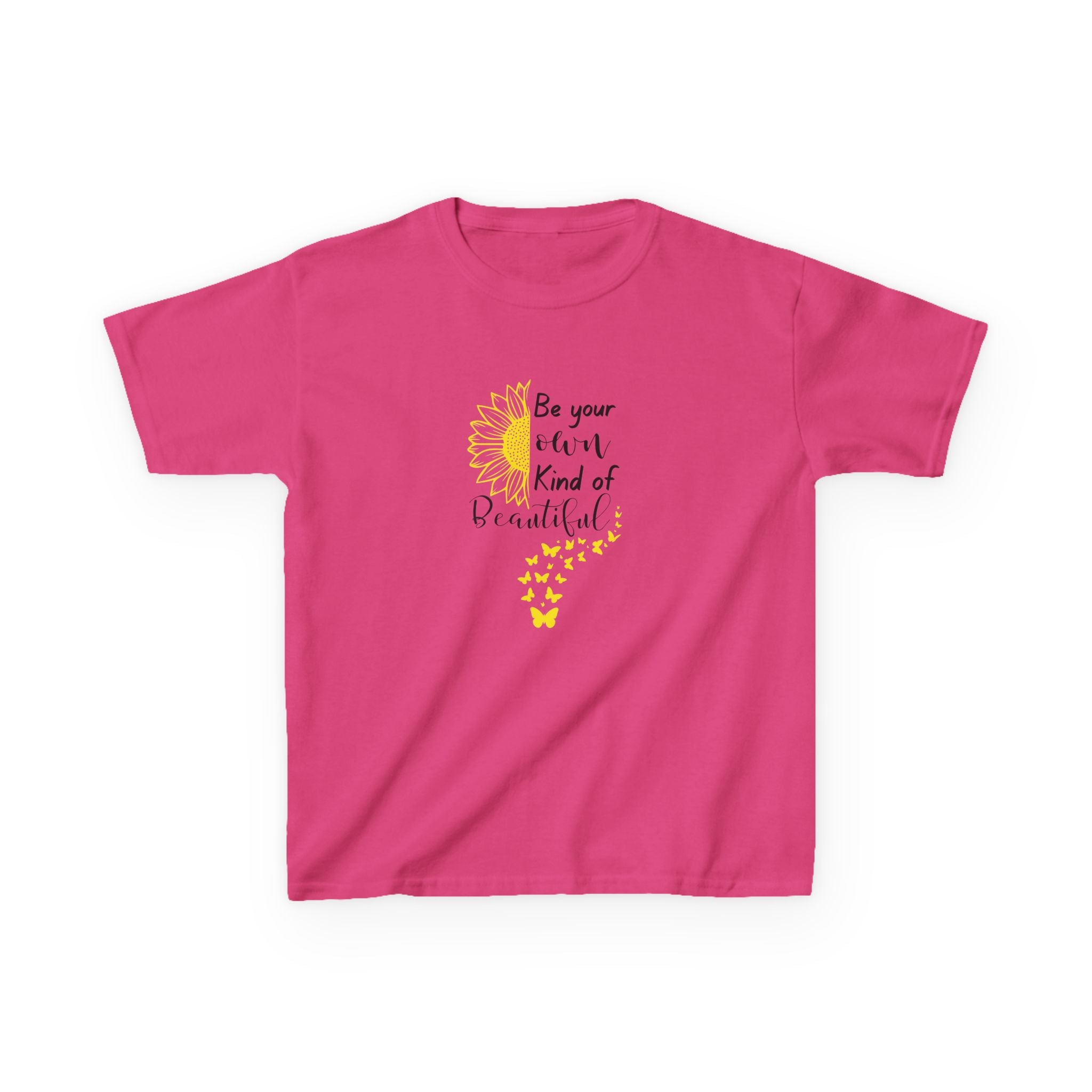 Be Your Own Kind of Beautiful Kids Tee | Sunflower Butterfly Affirmation