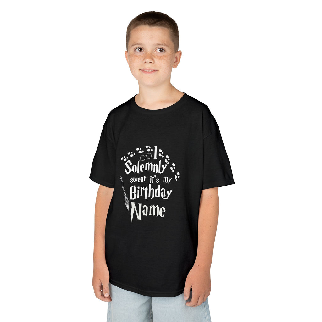 I Solemnly Swear It’s My Birthday Kids Tee, Personalised Name Option
