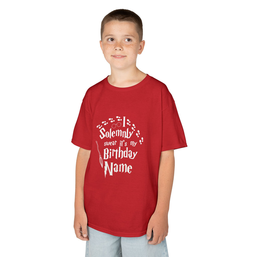 I Solemnly Swear It’s My Birthday Kids Tee, Personalised Name Option