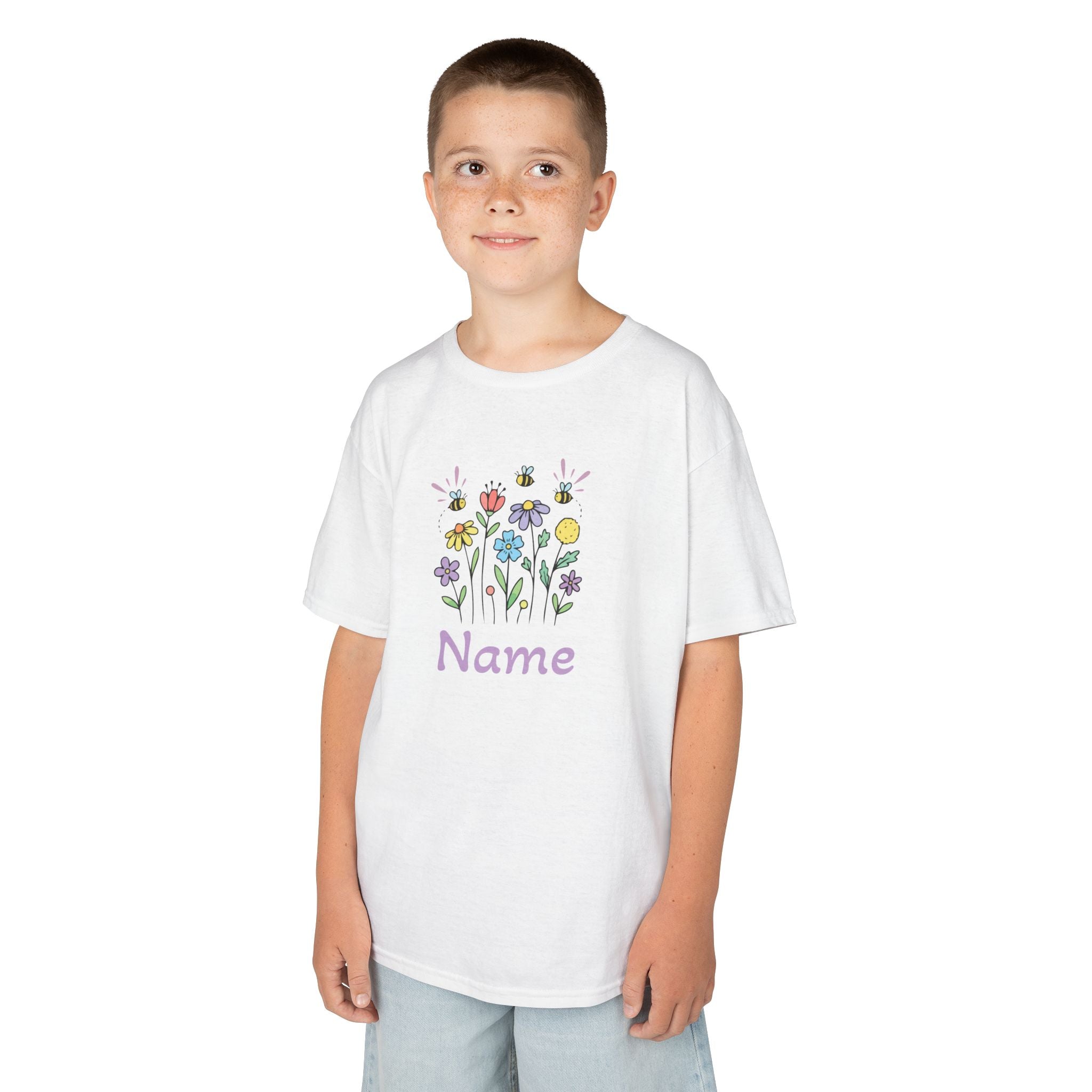 Wildflower Bouquet Kids Tee | Hand-drawn Flowers, Name