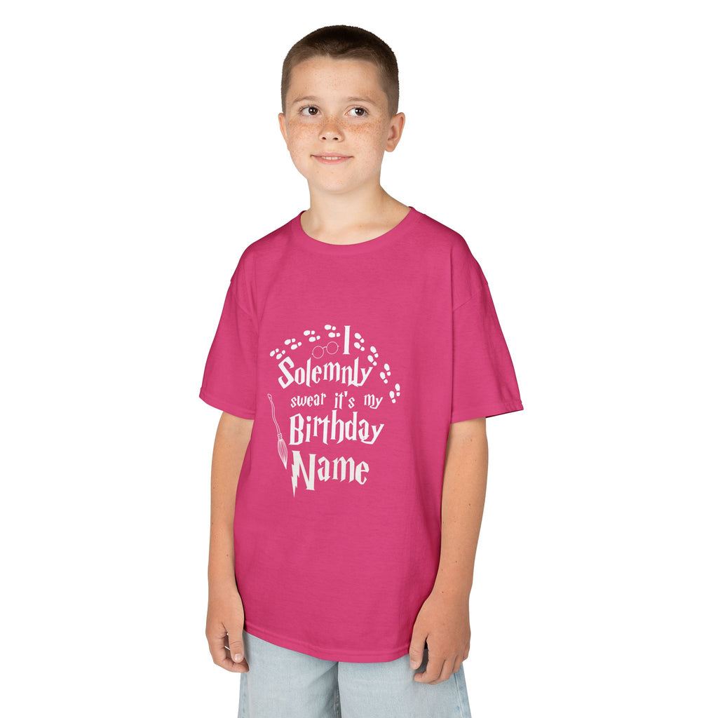 I Solemnly Swear It’s My Birthday Kids Tee, Personalised Name Option