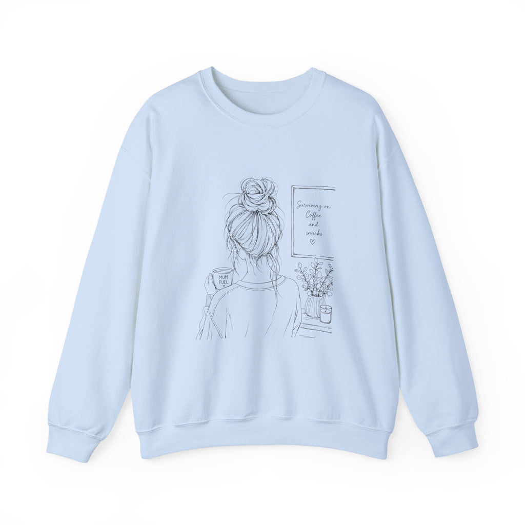 Cozy Morning Sketch girl with bun holding coffee Sweatshirt | minimalist line art