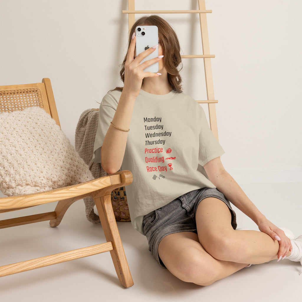 Race Week T‑Shirt, Monday to Race Day Motorsport Tee