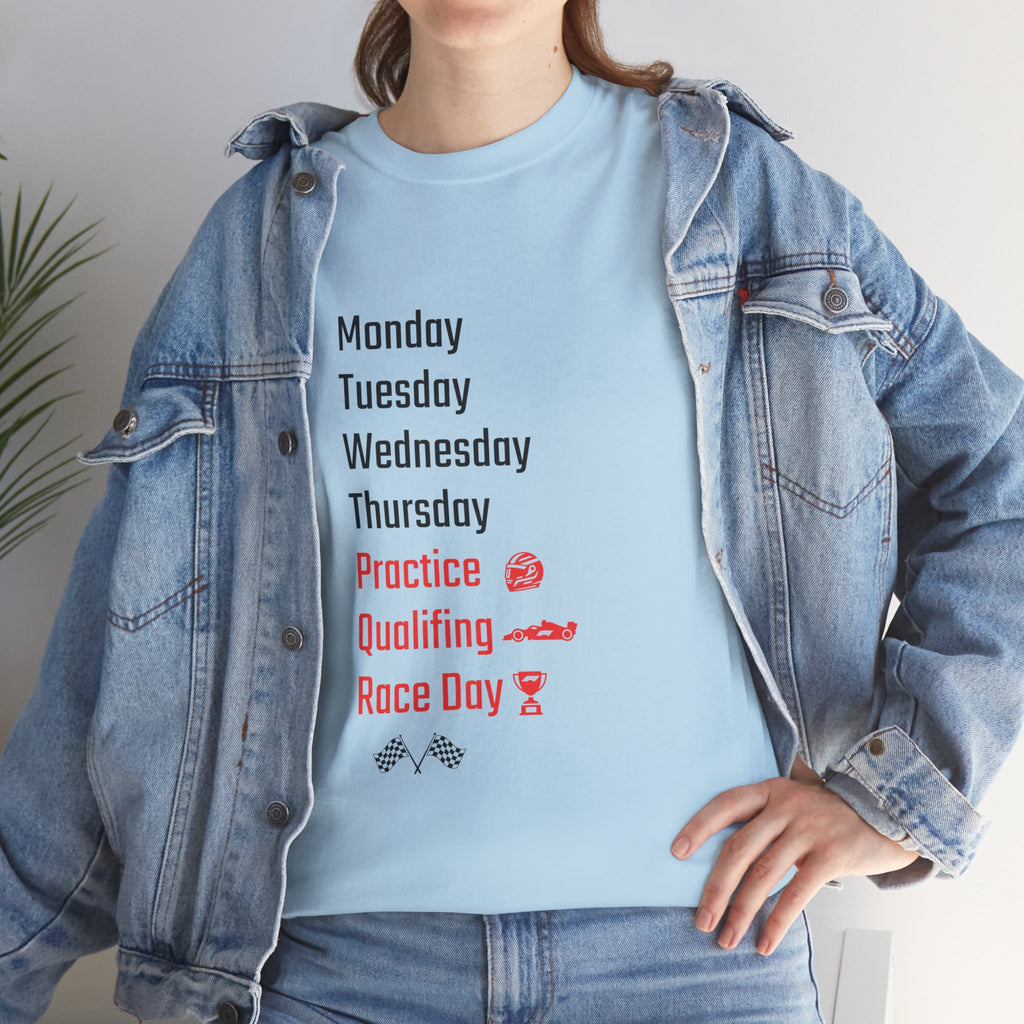 Race Week T‑Shirt, Monday to Race Day Motorsport Tee
