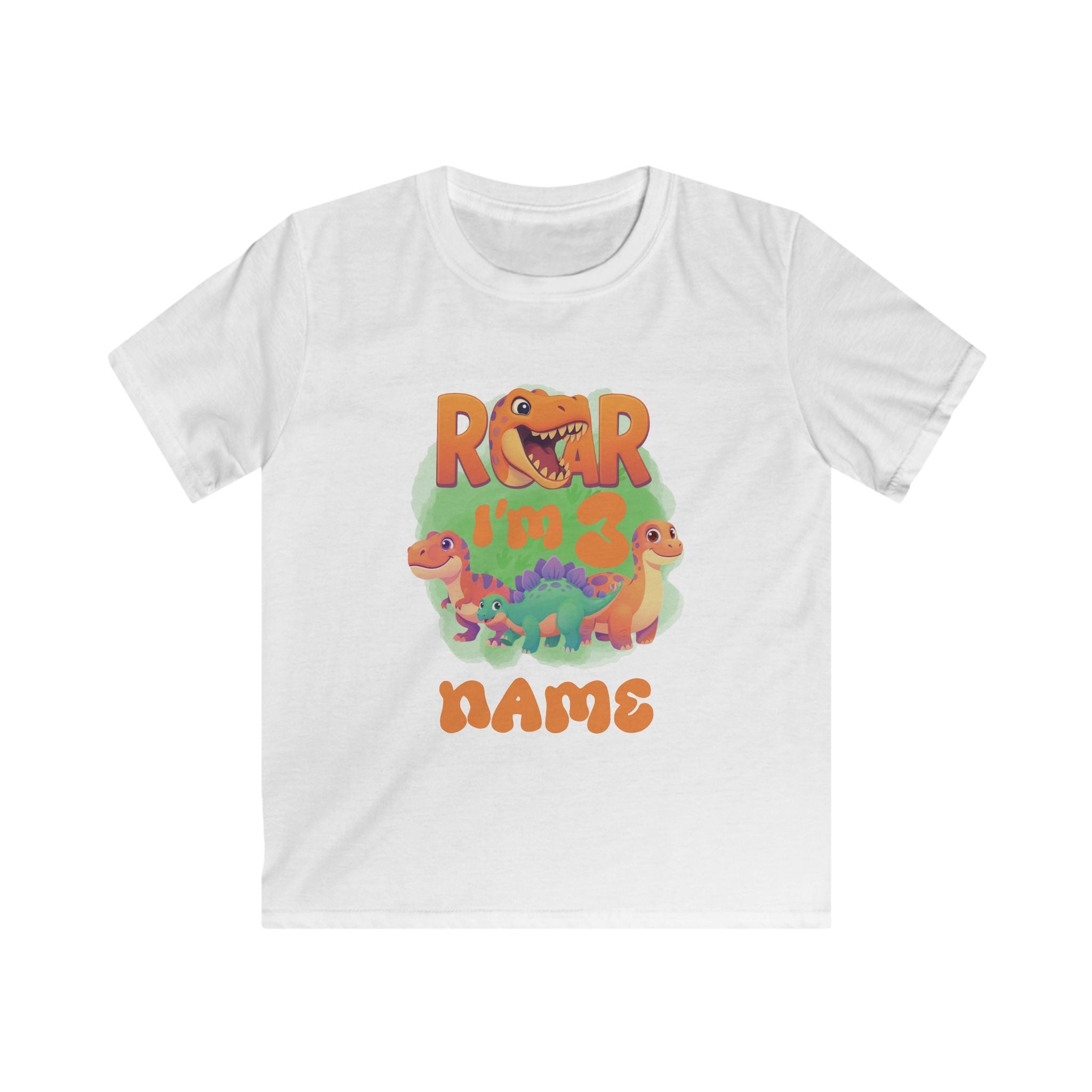 Kids Dinosaur 'Roar I'm 3' Personalized T‑Shirt