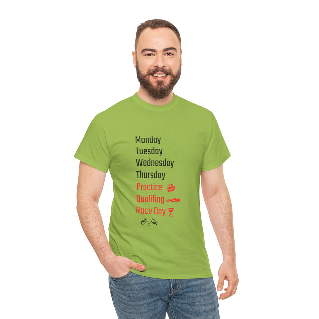 Race Week T‑Shirt, Monday to Race Day Motorsport Tee