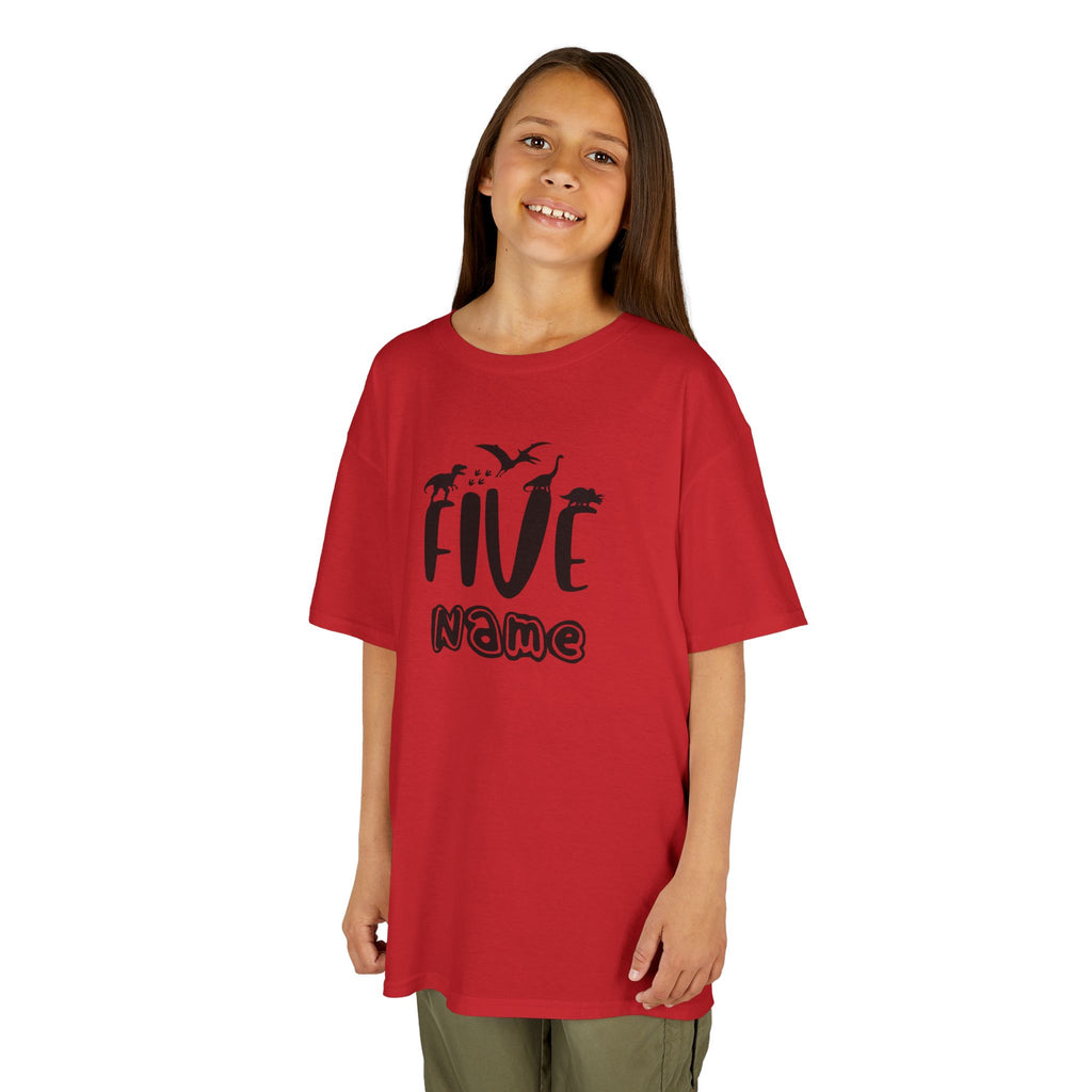Personalised Kids Tee, "Five" Birthday Dinosaur T-Shirt