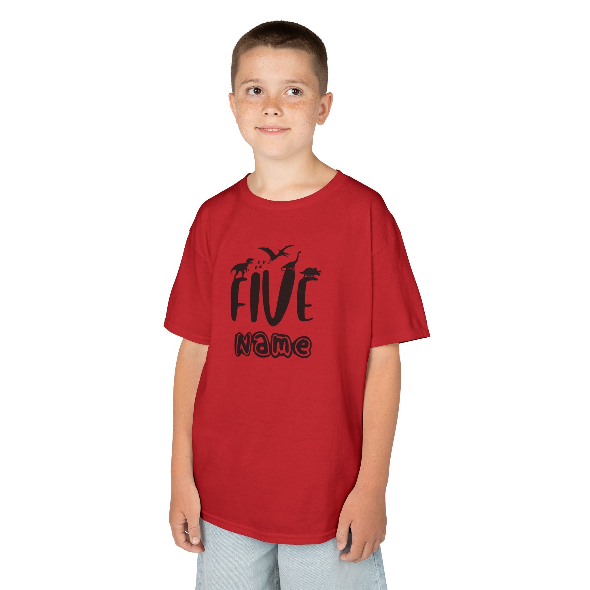 Personalised Kids Tee, "Five" Birthday Dinosaur T-Shirt