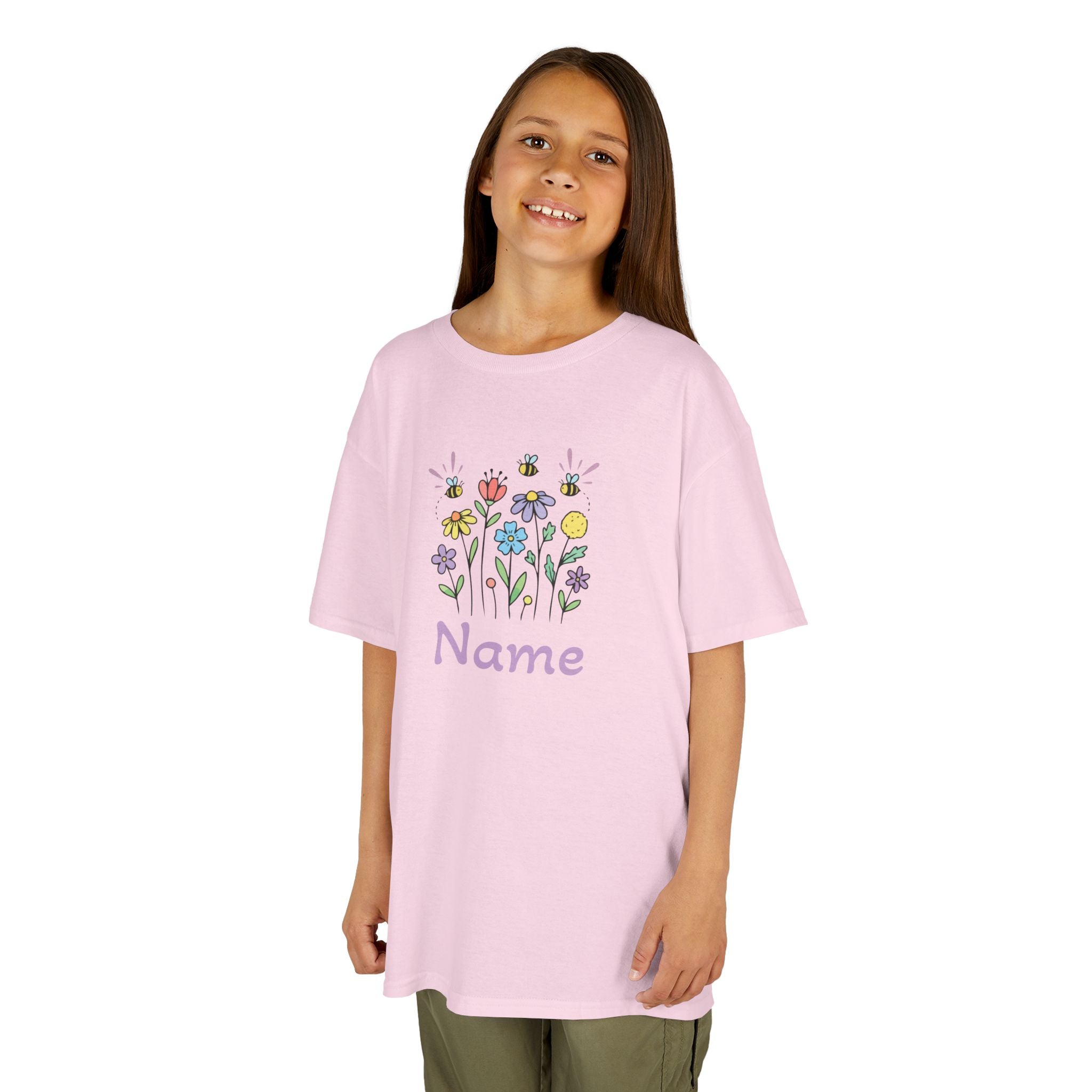 Wildflower Bouquet Kids Tee | Hand-drawn Flowers, Name