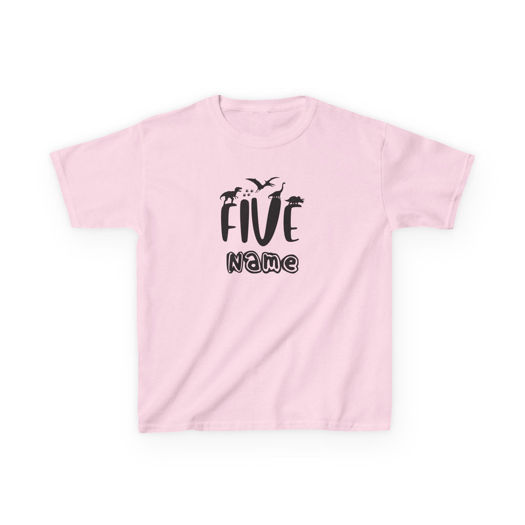 Personalised Kids Tee, "Five" Birthday Dinosaur T-Shirt