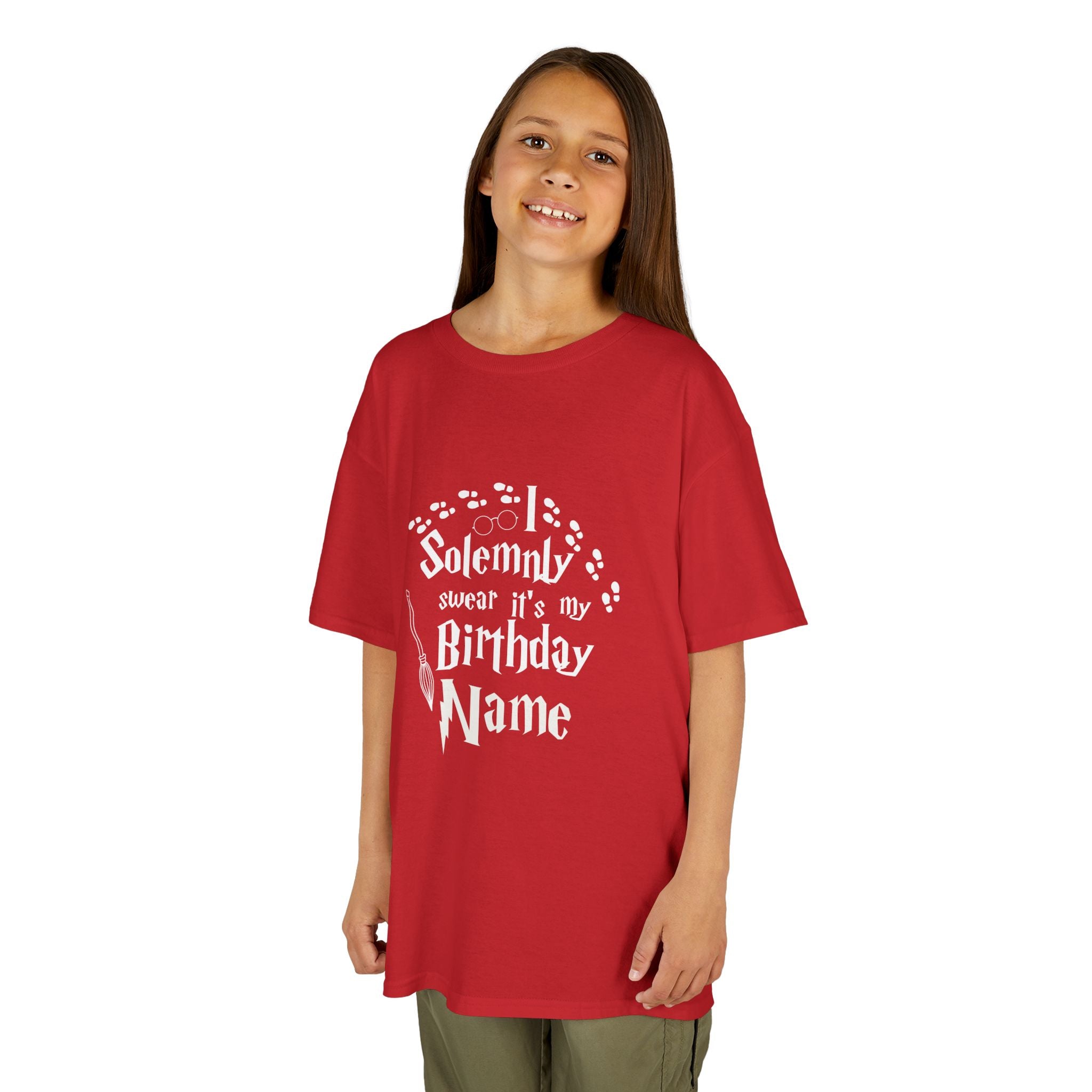 I Solemnly Swear It’s My Birthday Kids Tee, Personalised Name Option