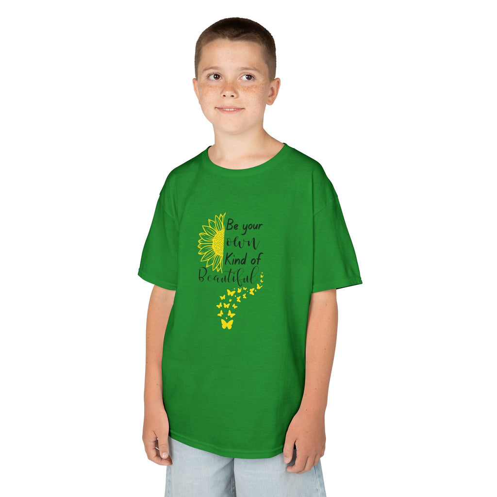 Be Your Own Kind of Beautiful Kids Tee | Sunflower Butterfly Affirmation