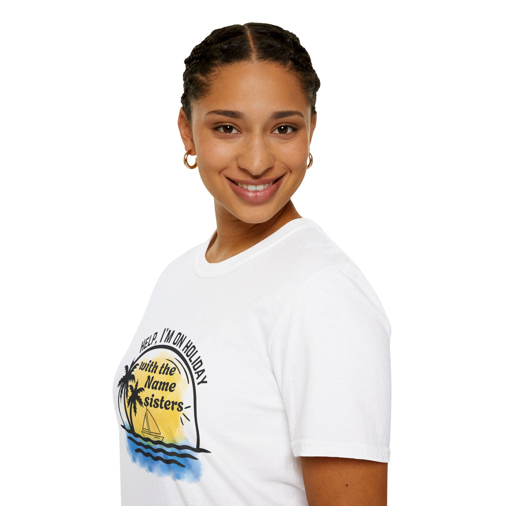 Vacation Sisters T‑Shirt - "Help, I'm on Holiday" Tropical Palm Beach Tee