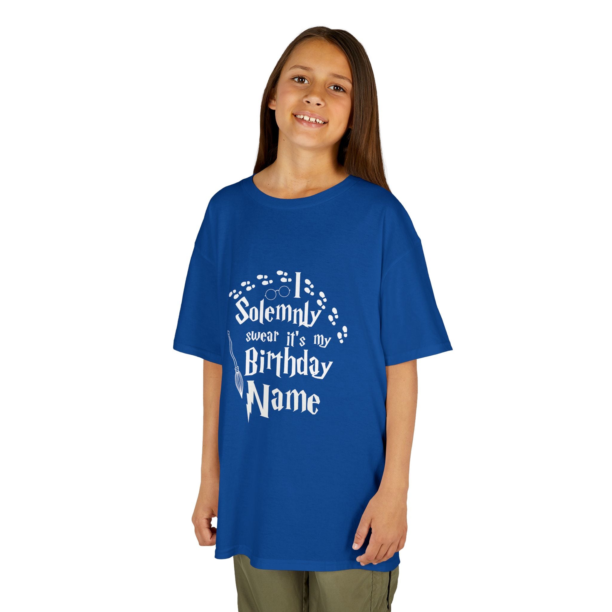 I Solemnly Swear It’s My Birthday Kids Tee, Personalised Name Option