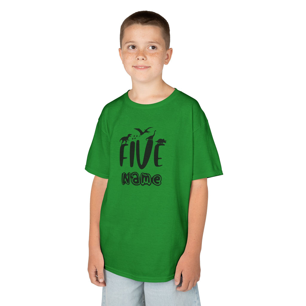 Personalised Kids Tee, "Five" Birthday Dinosaur T-Shirt