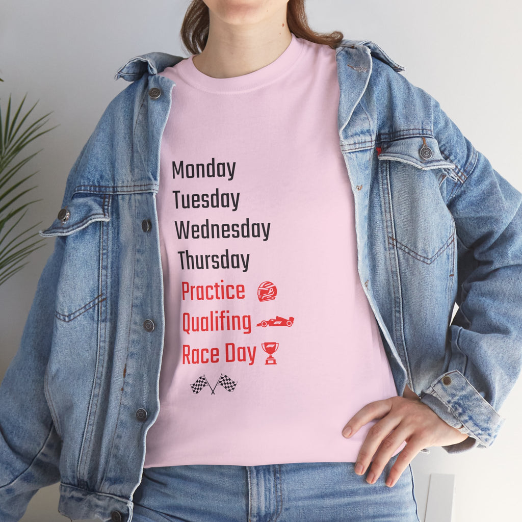 Race Week T‑Shirt, Monday to Race Day Motorsport Tee