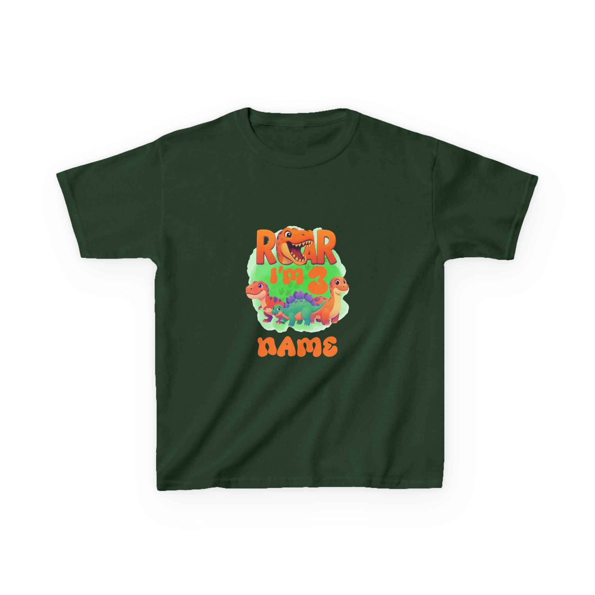 Personalized Dino Name Age T-Shirt | Kids Dinosaur Tee