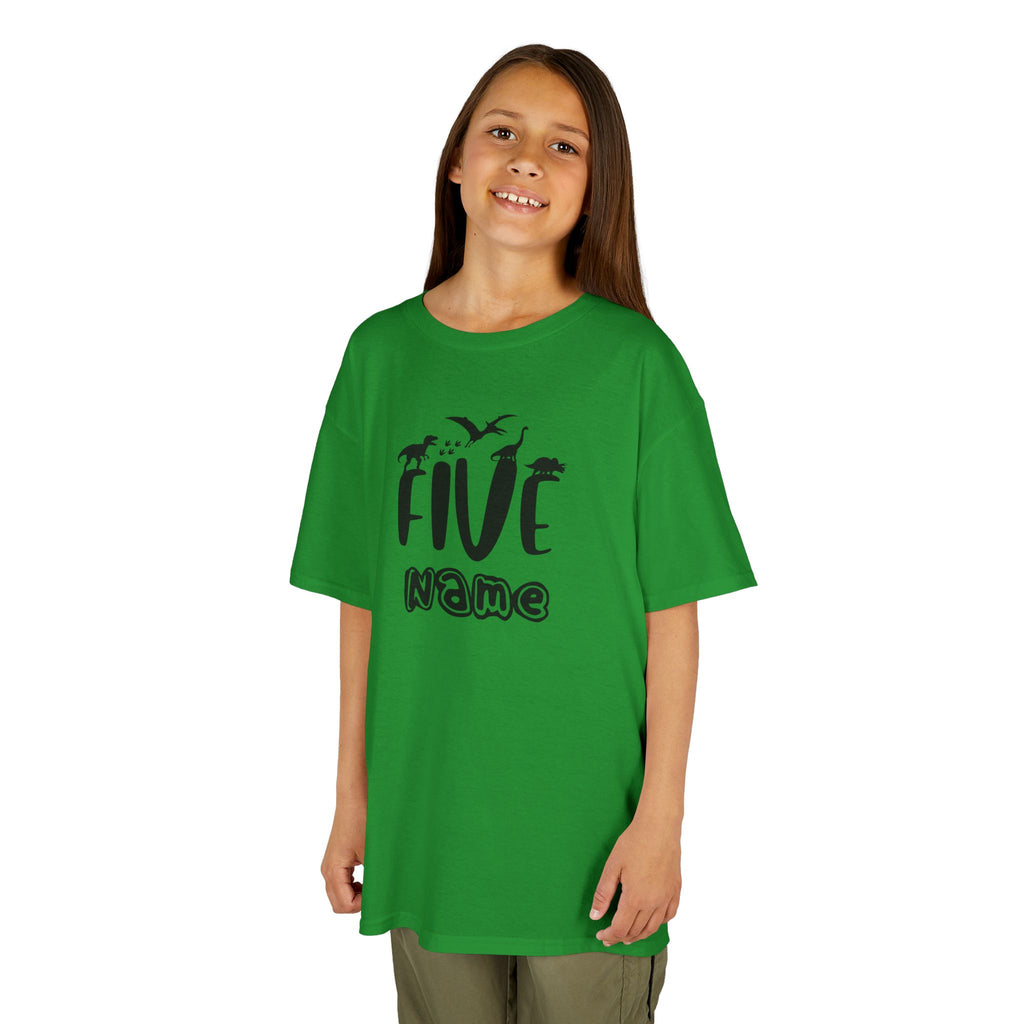 Personalised Kids Tee, "Five" Birthday Dinosaur T-Shirt