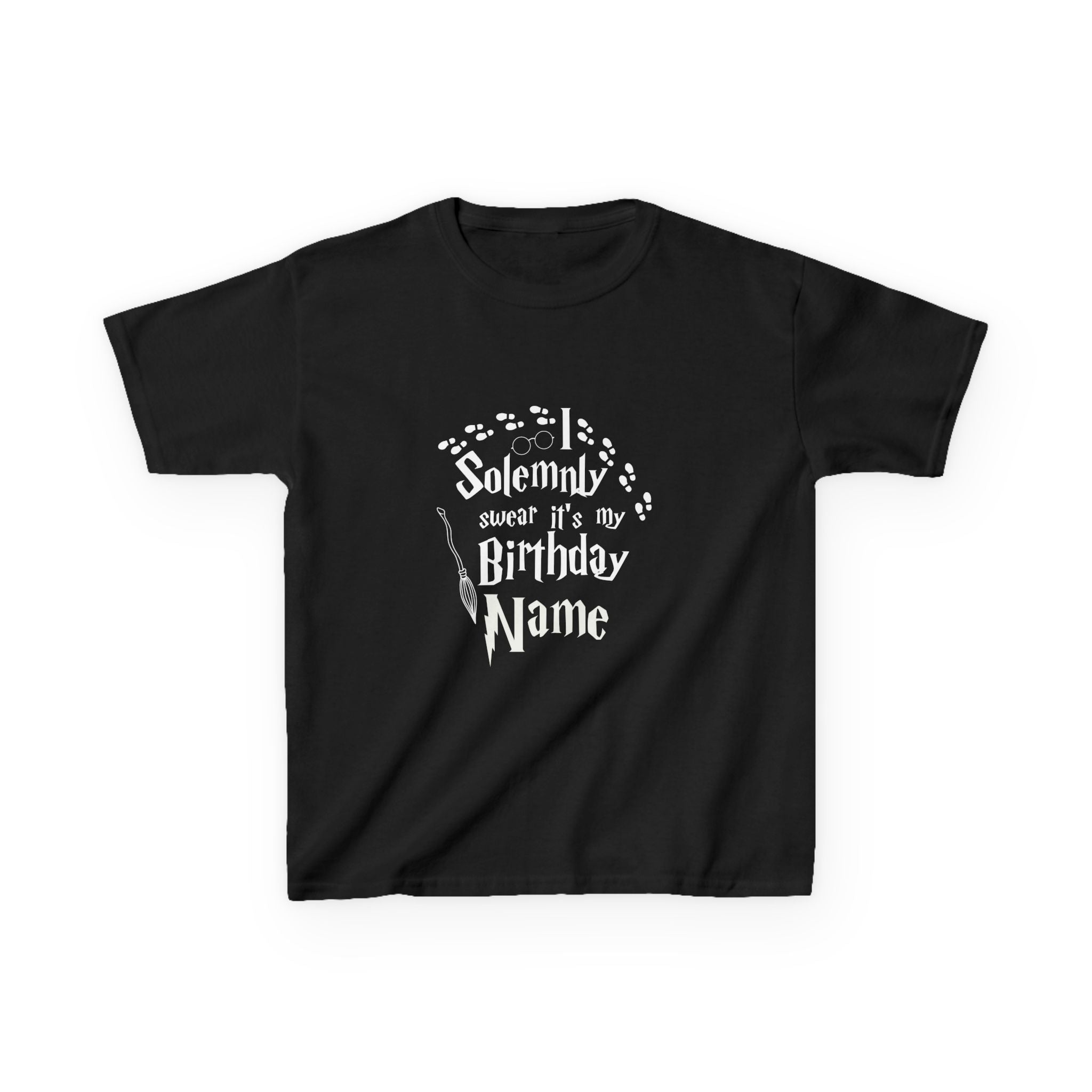 I Solemnly Swear It’s My Birthday Kids Tee, Personalised Name Option