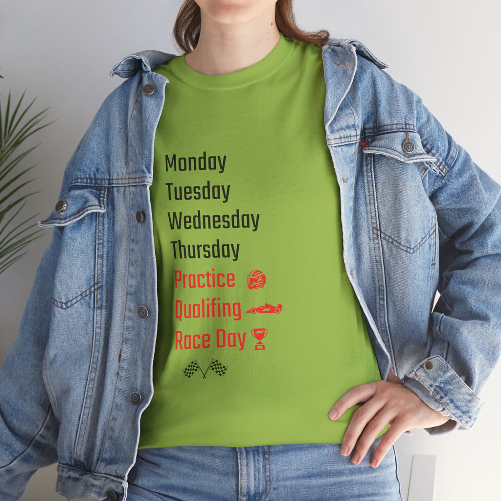 Race Week T‑Shirt, Monday to Race Day Motorsport Tee