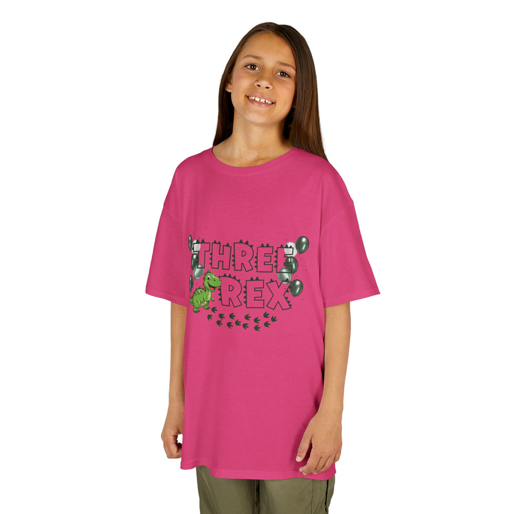 Personalised Kids "Three Rex" Birthday T-Shirt, Cute Dinosaur 3rd Birthday Tee