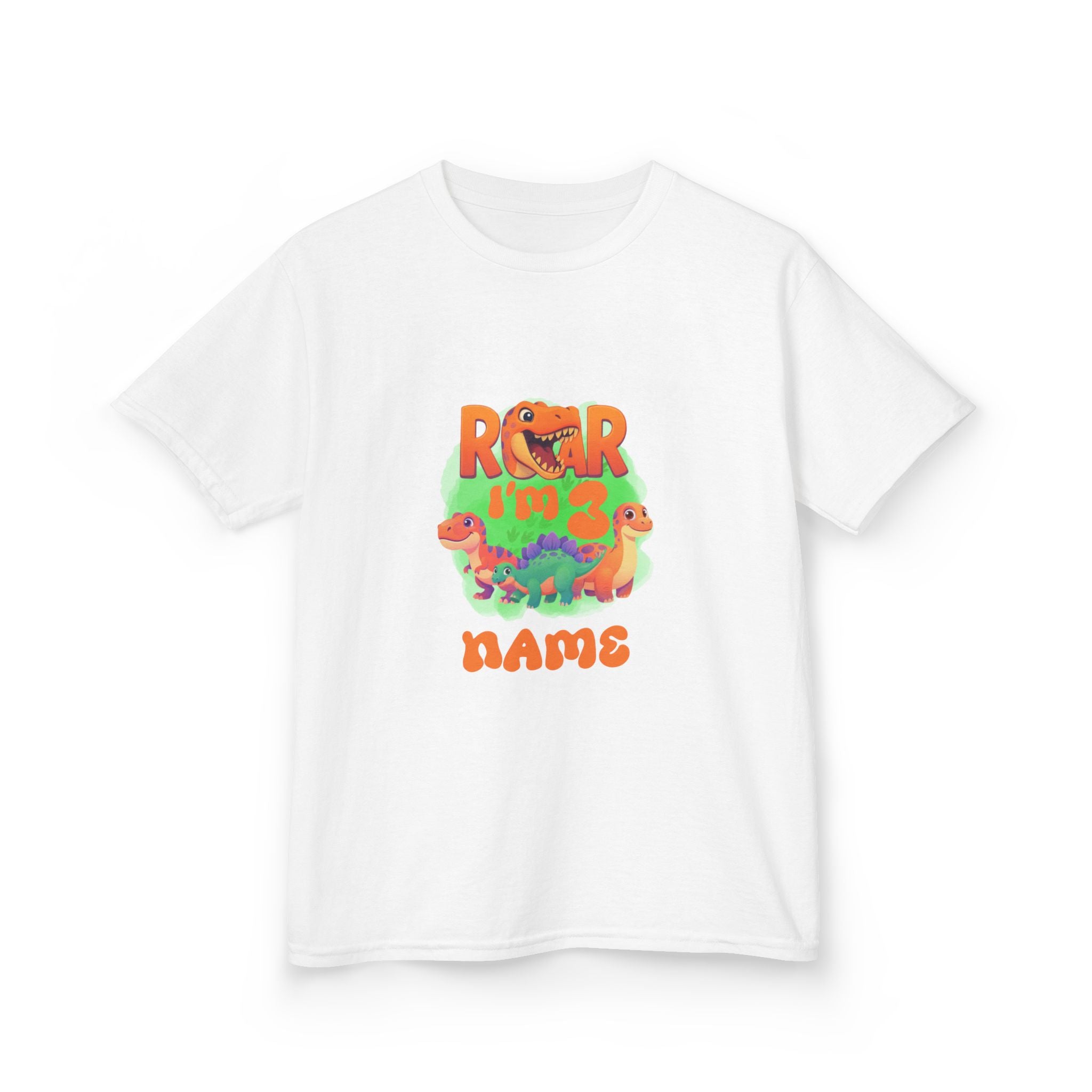 Personalized Dino Name Age T-Shirt | Kids Dinosaur Tee