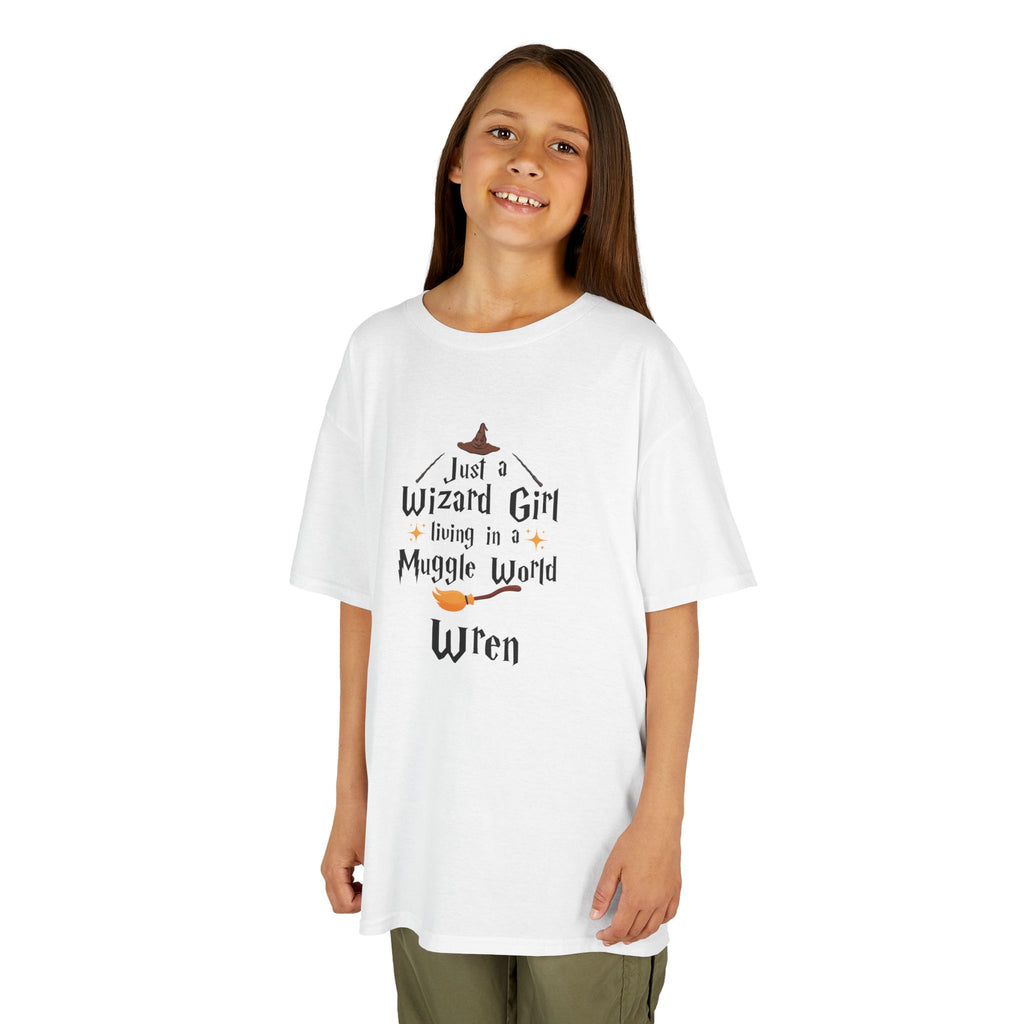 Wizard Girl Living in a Muggle World Kids Tee | Personalized Name