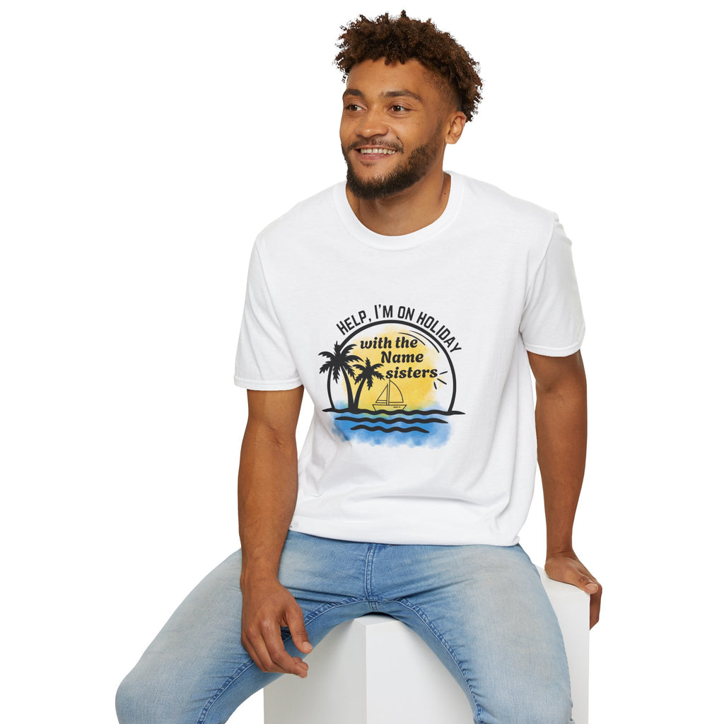 Vacation Sisters T‑Shirt - "Help, I'm on Holiday" Tropical Palm Beach Tee