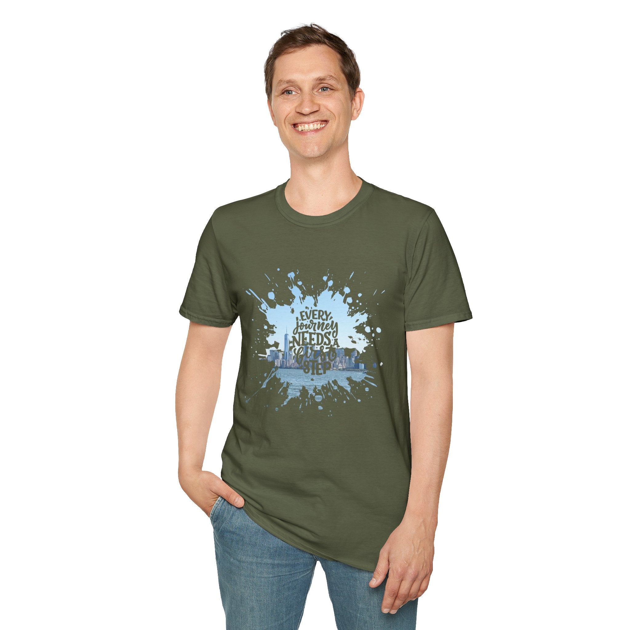 New York Skyline 'Every Journey Needs a First Step' T-Shirt