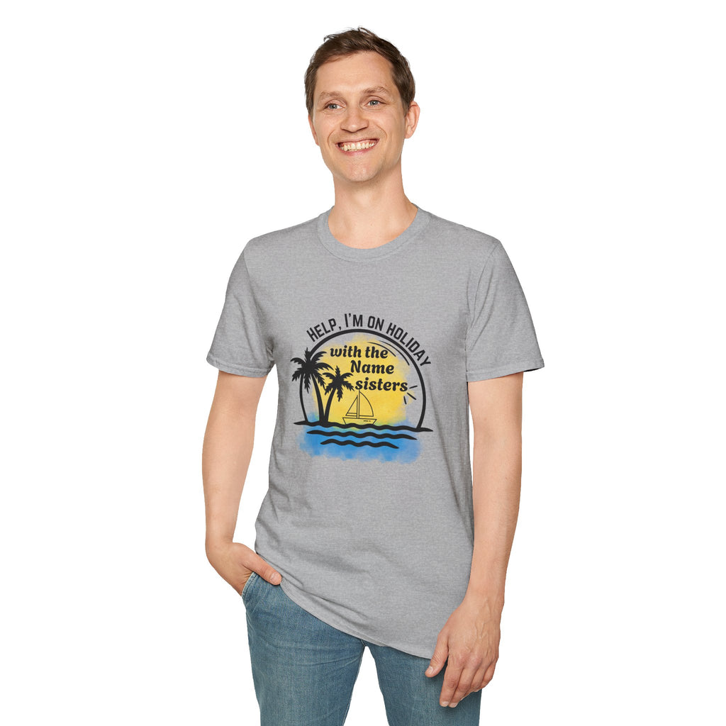 Vacation Sisters T‑Shirt - "Help, I'm on Holiday" Tropical Palm Beach Tee