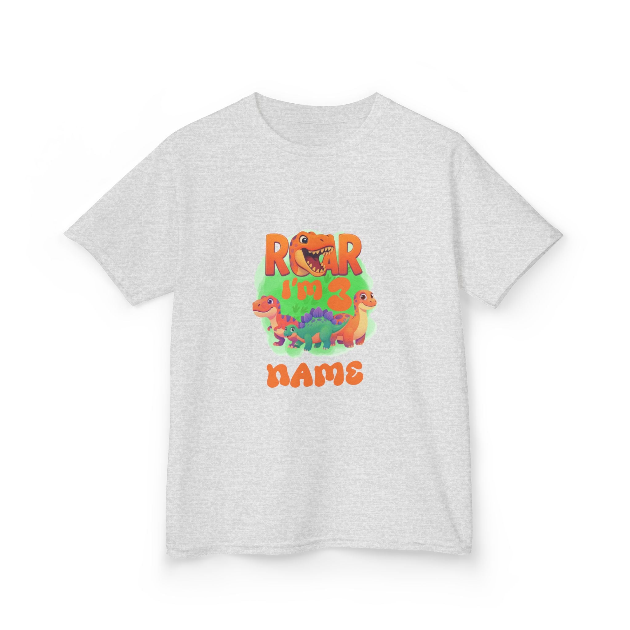 Personalized Dino Name Age T-Shirt | Kids Dinosaur Tee
