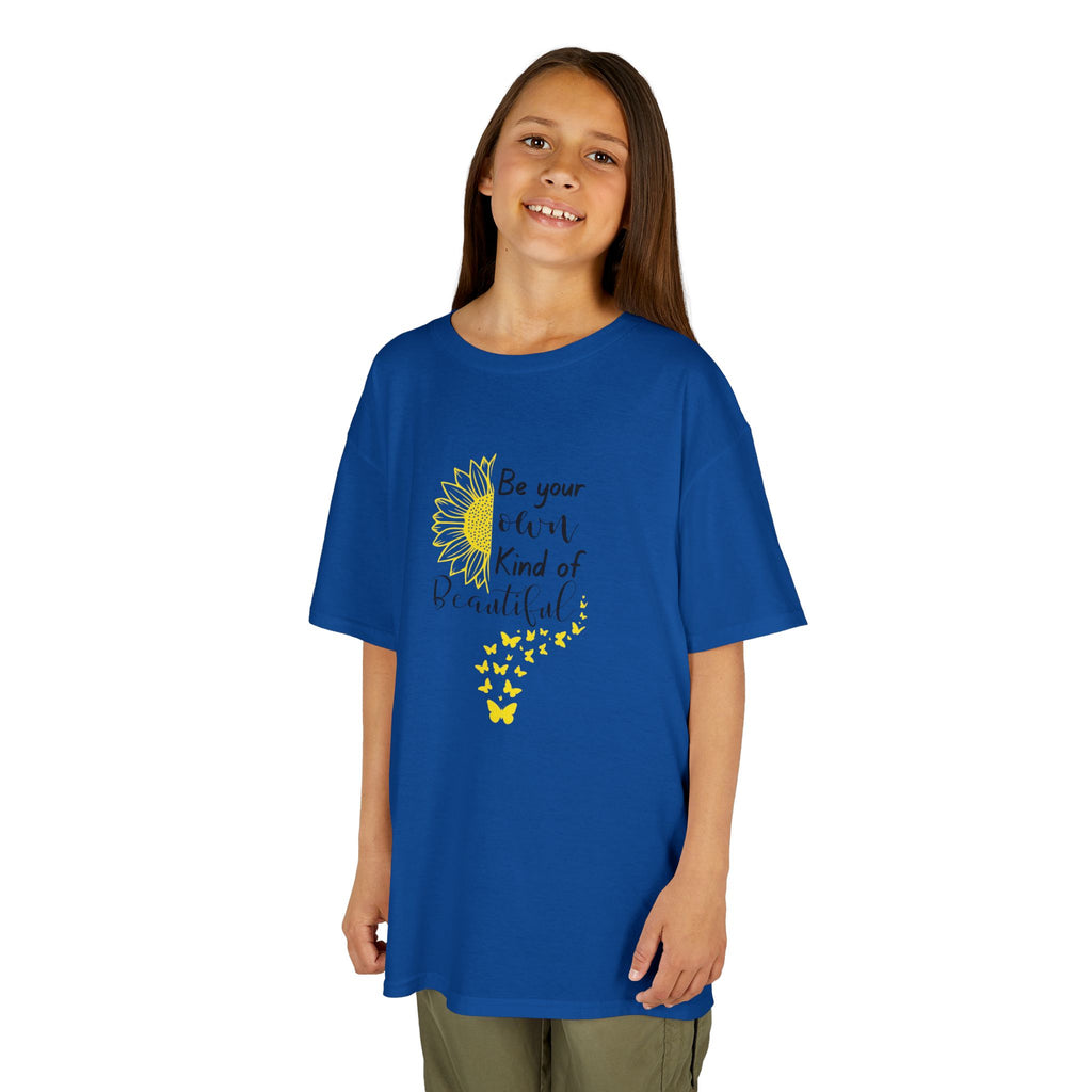Be Your Own Kind of Beautiful Kids Tee | Sunflower Butterfly Affirmation