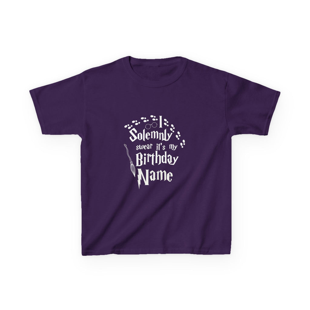 I Solemnly Swear It’s My Birthday Kids Tee, Personalised Name Option