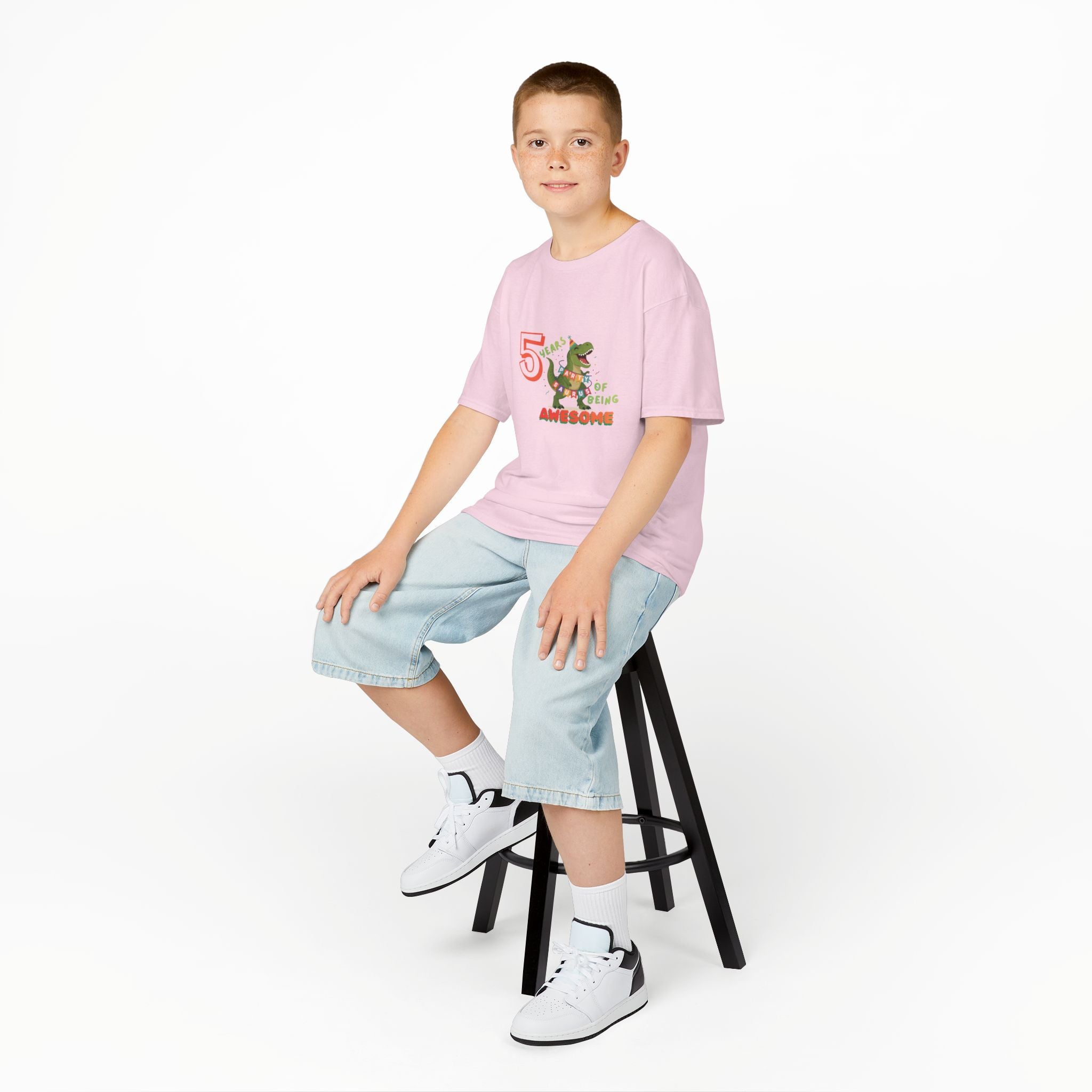 Personalised Kids T-Shirt, age '1-100' Dinosaur Birthday Tee