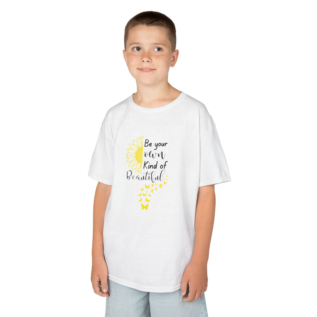 Be Your Own Kind of Beautiful Kids Tee | Sunflower Butterfly Affirmation