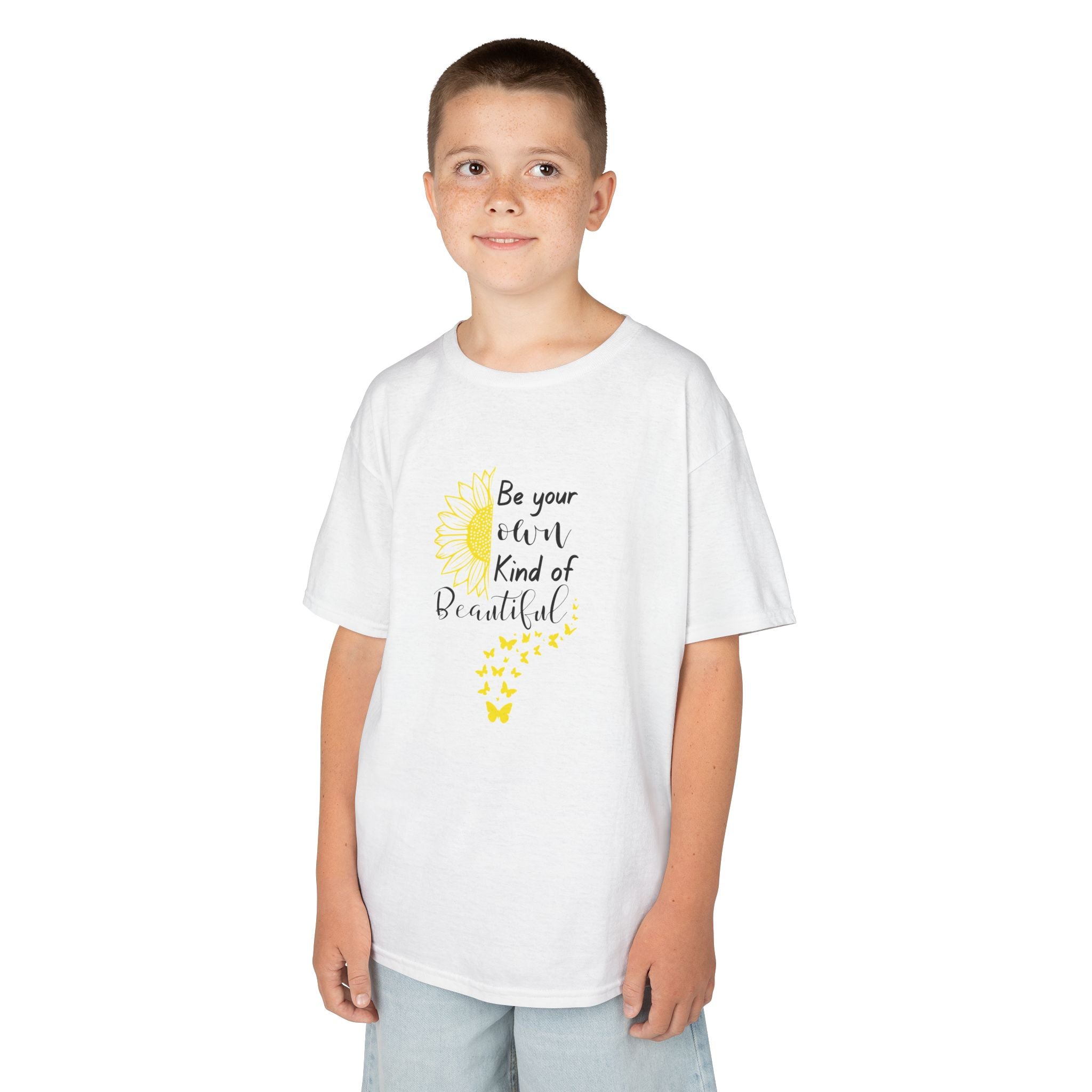 Be Your Own Kind of Beautiful Kids Tee | Sunflower Butterfly Affirmation