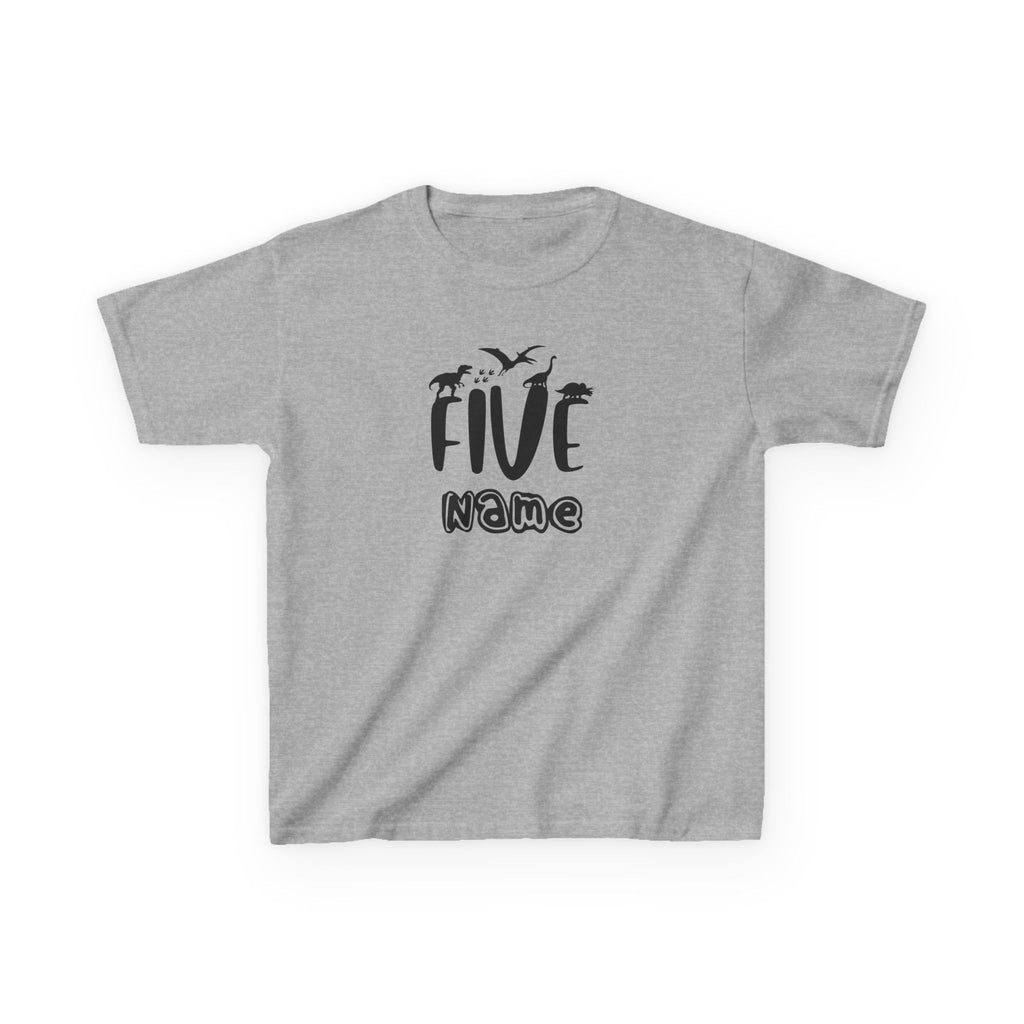 Personalised Kids Tee, "Five" Birthday Dinosaur T-Shirt