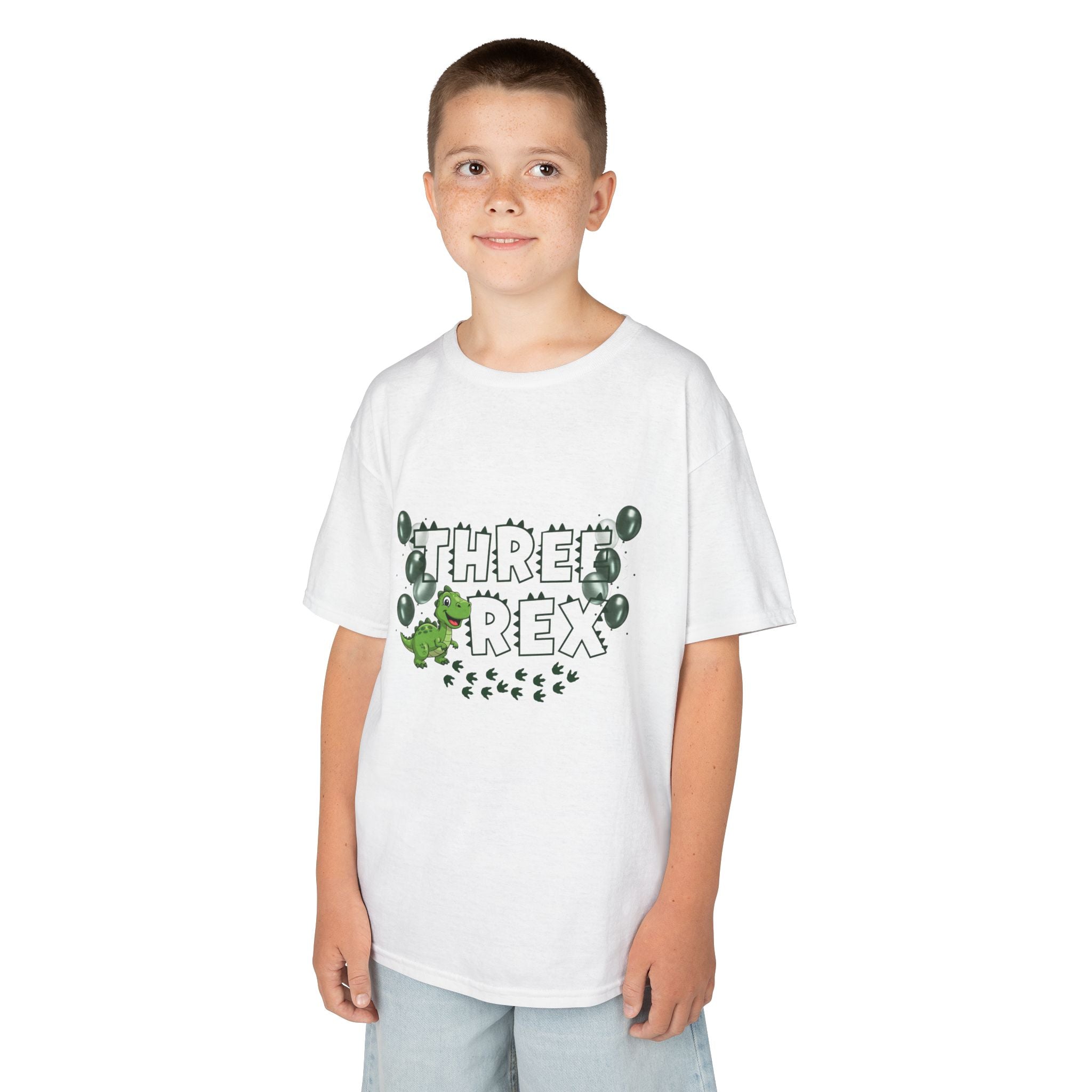 Personalised Kids "Three Rex" Birthday T-Shirt, Cute Dinosaur 3rd Birthday Tee