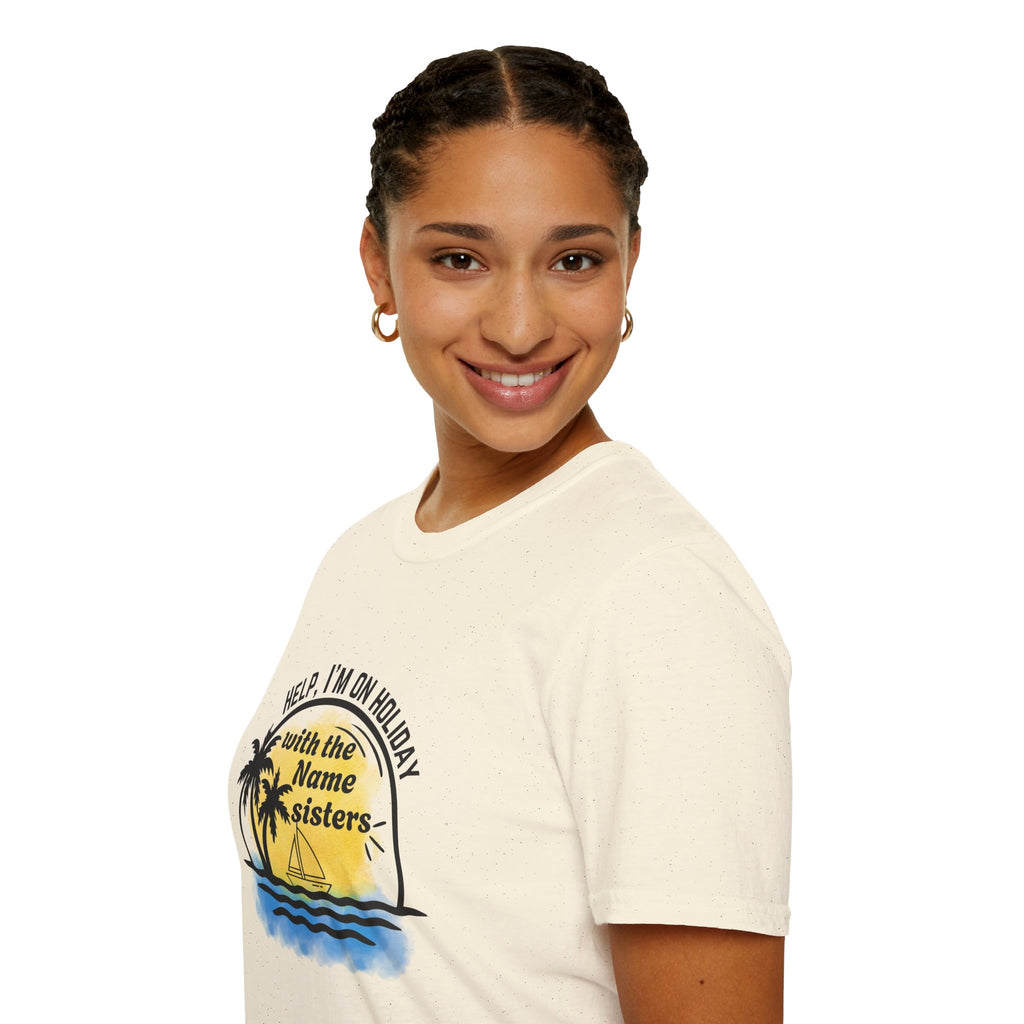 Vacation Sisters T‑Shirt - "Help, I'm on Holiday" Tropical Palm Beach Tee