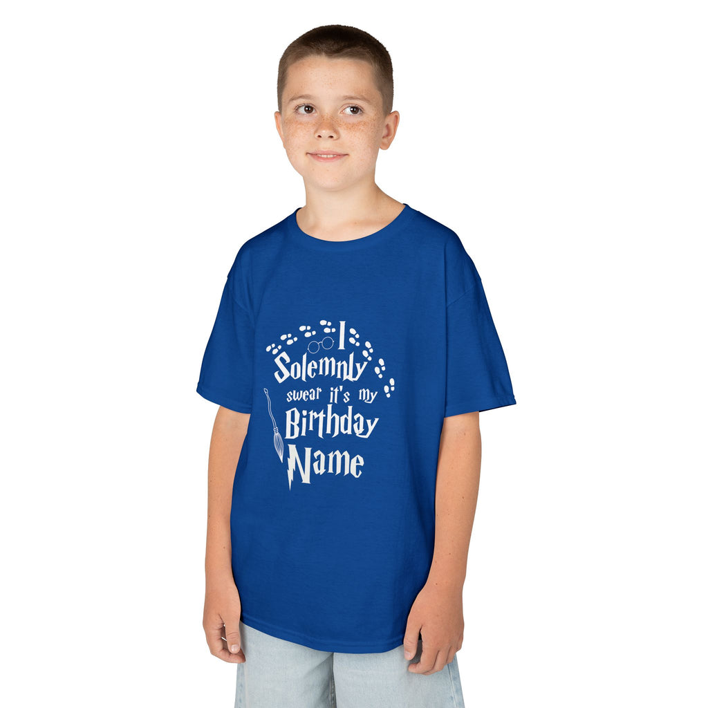 I Solemnly Swear It’s My Birthday Kids Tee, Personalised Name Option