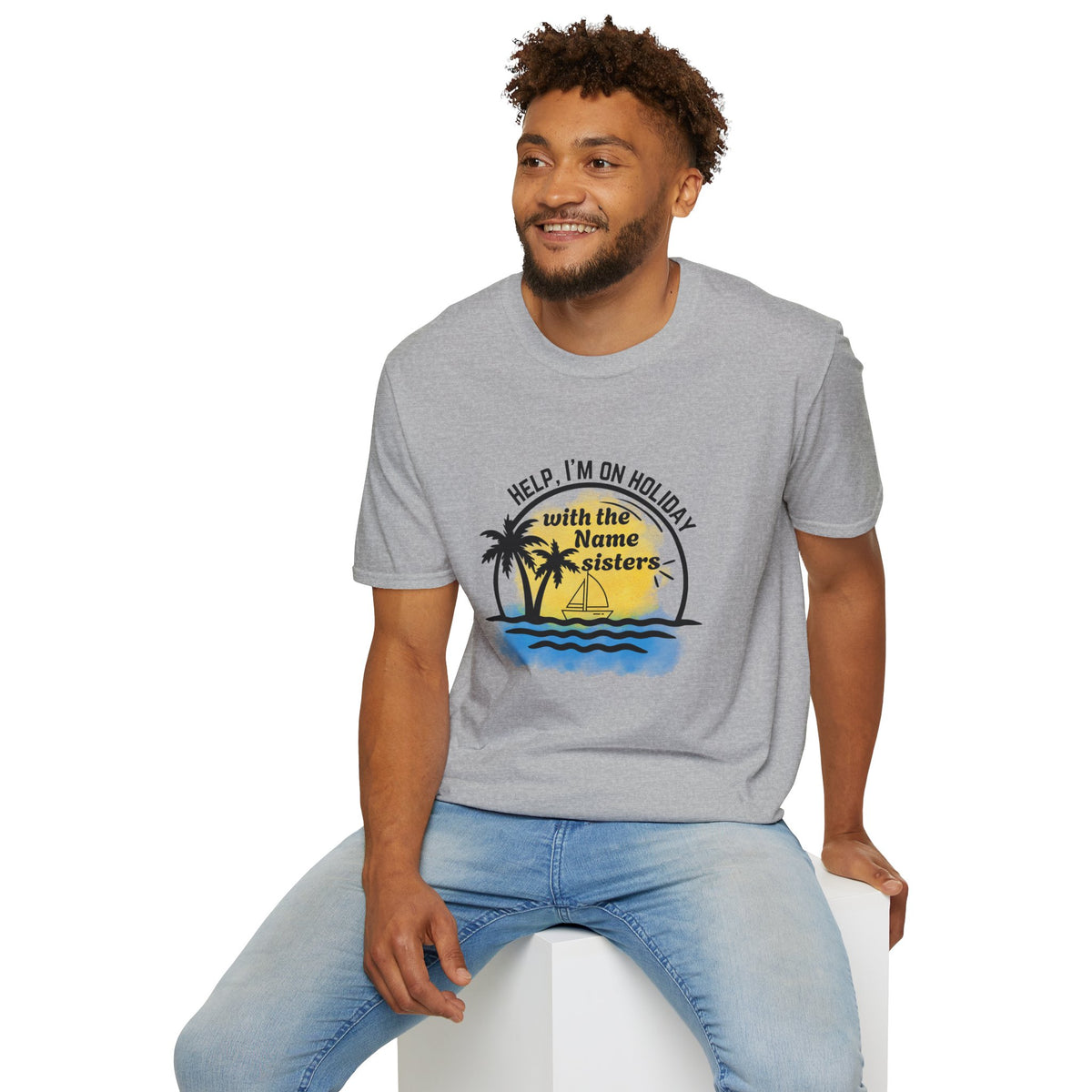Vacation Sisters T‑Shirt - "Help, I'm on Holiday" Tropical Palm Beach Tee