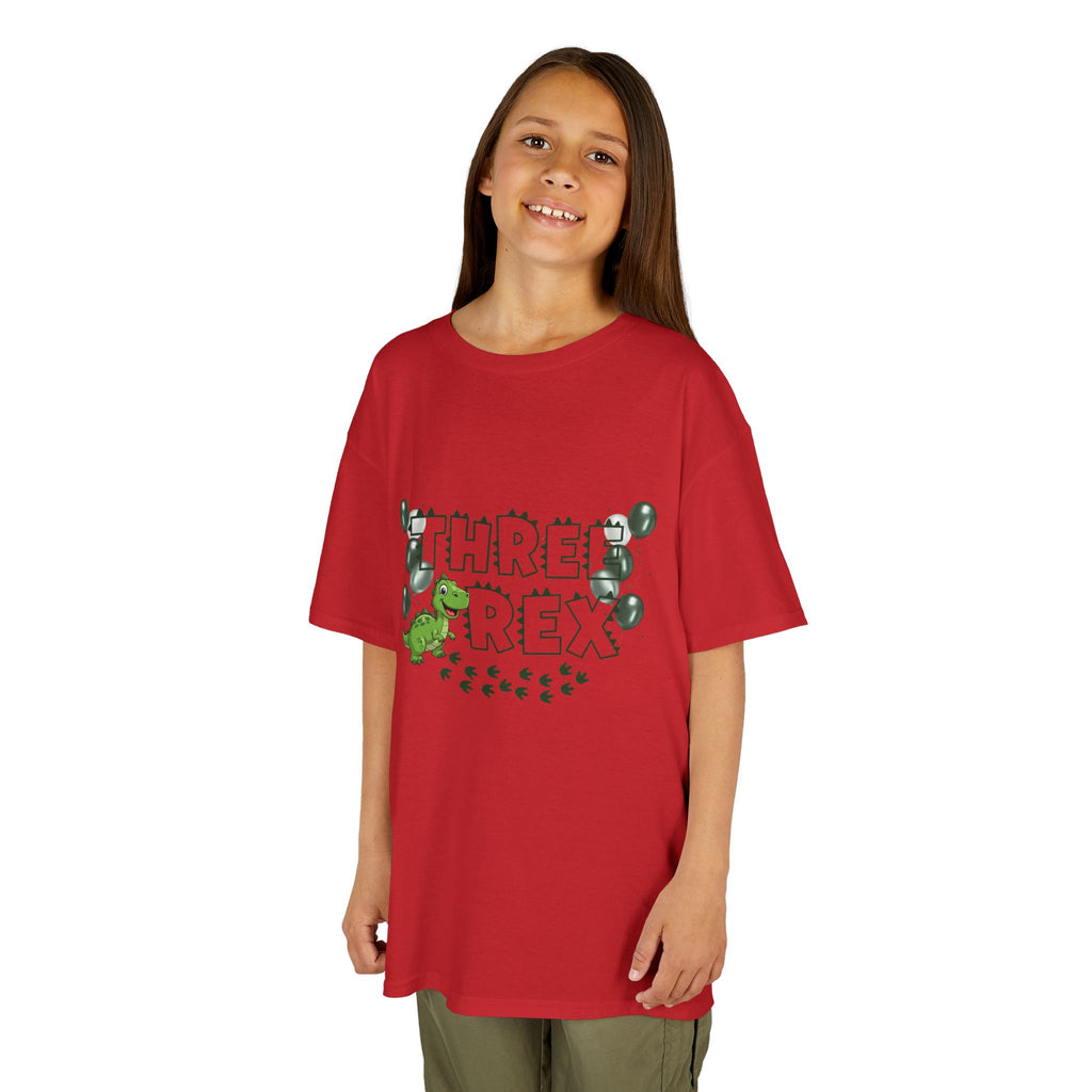 Personalised Kids "Three Rex" Birthday T-Shirt, Cute Dinosaur 3rd Birthday Tee