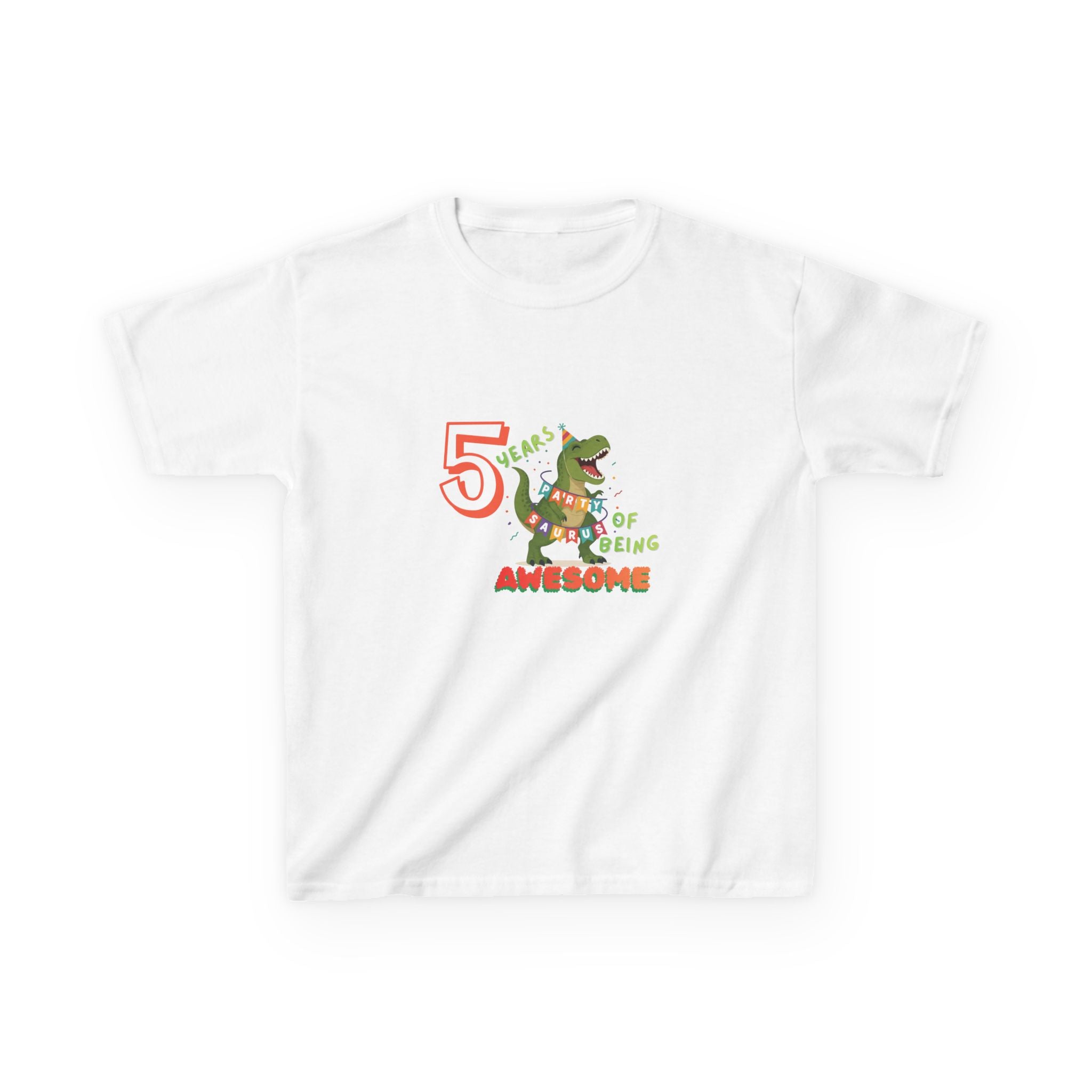 Personalised Kids T-Shirt, age '1-100' Dinosaur Birthday Tee